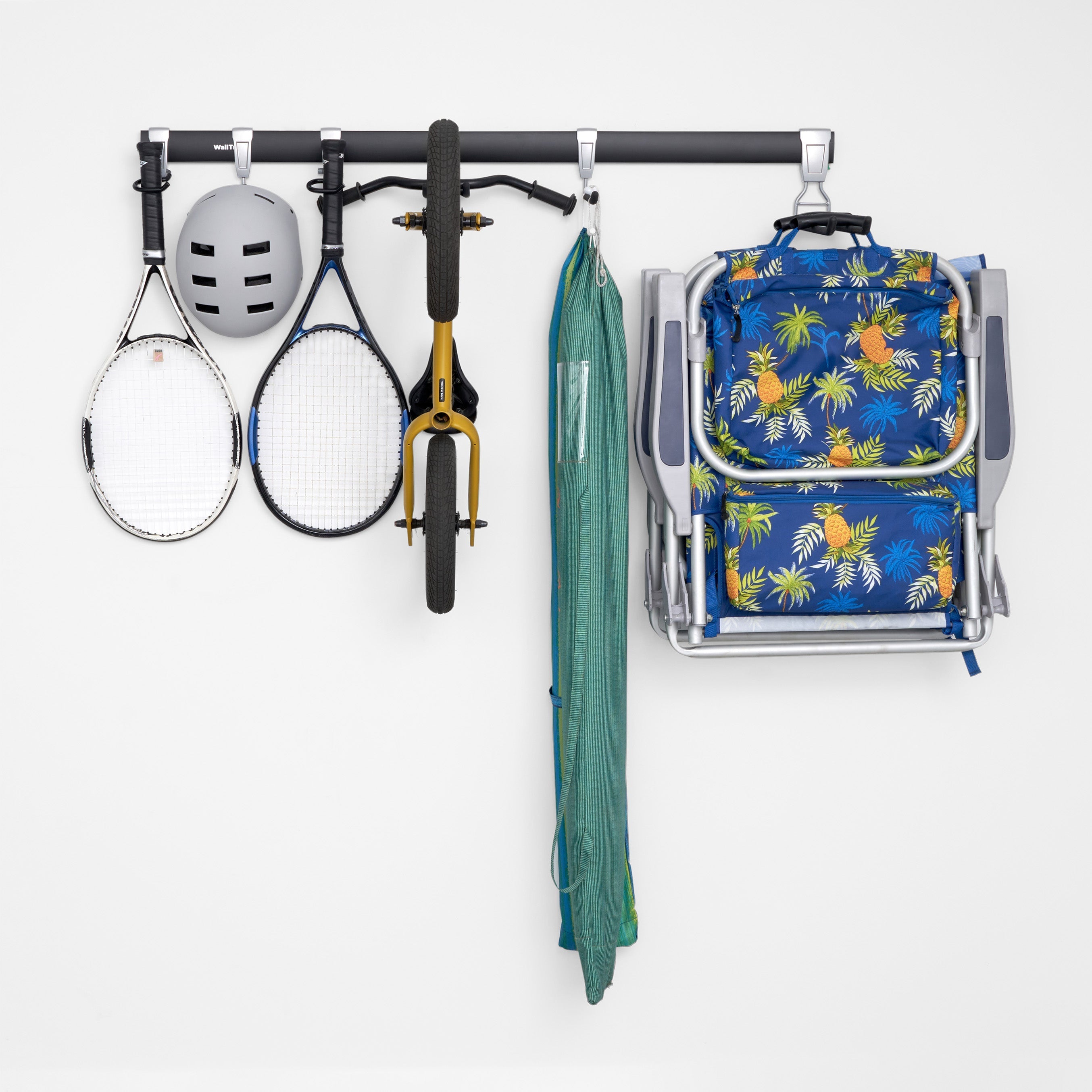 Garage Track System with Multi Hook 6 Pack - Heavy Duty Wall Mounted Storage Solution for Tools, Bikes & Sports Equipment | Perfect for Garage Organization & Home Storage