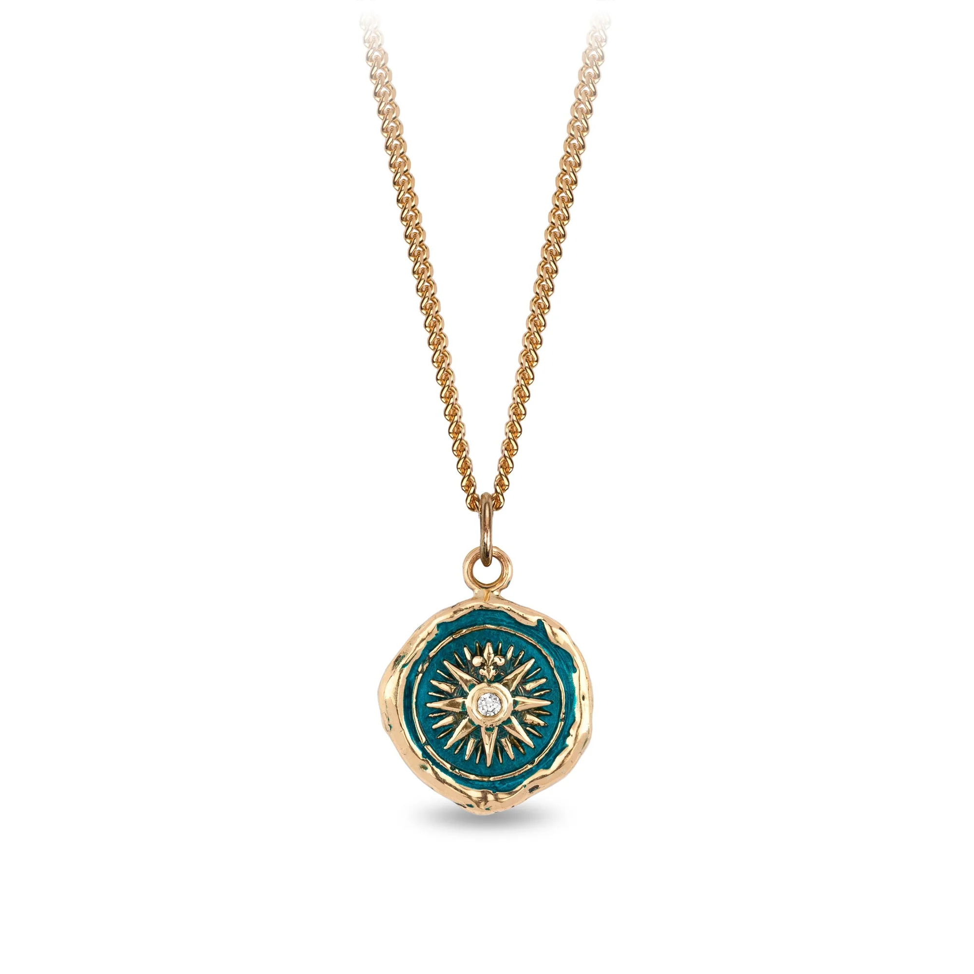 14K Gold Diamond Signature Talisman Pendant Necklace - Elegant Jewelry for Women, Gift for Her, Perfect for Weddings & Special Occasions