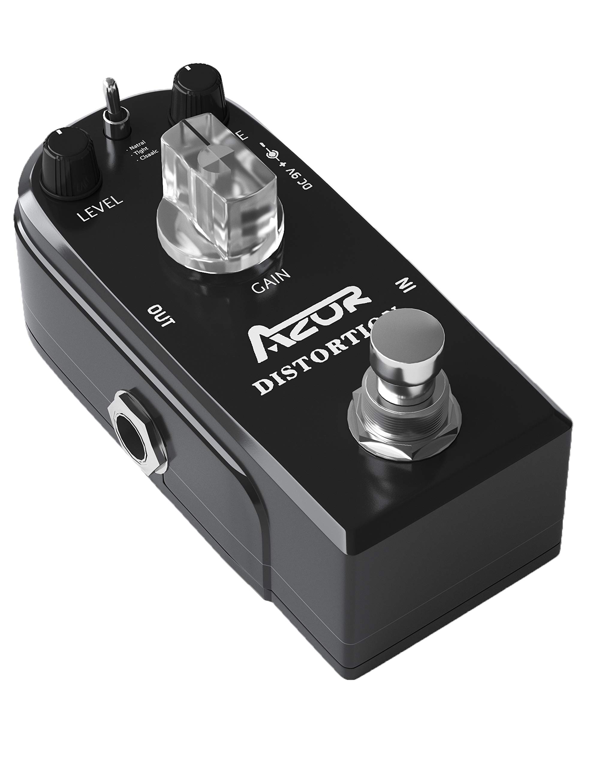 AZOR Distortion Guitar Pedal Effect with Right Angle Patch Cables - Professional Guitar Effects Pedal for Rock, Metal & Blues - Perfect for Live Performances & Studio Recording