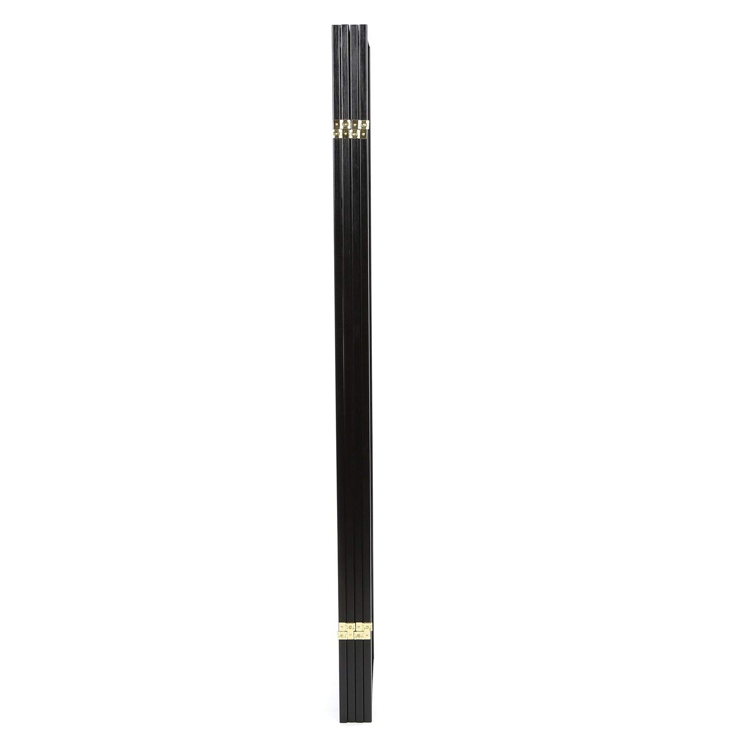 Black 4-Panel Asian Shoji Room Divider Screen - Handmade Bamboo & Rice Paper Folding Partition for Home, Office & Meditation Spaces