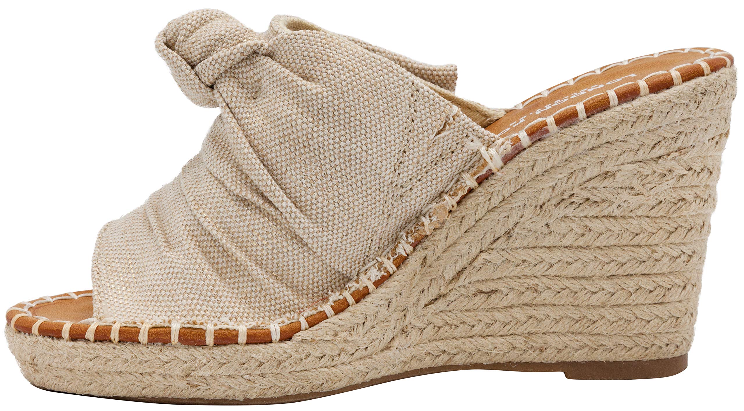 London Fog Women's Heidi Wedge Sandals with Bow - Summer Beach & Casual Wear