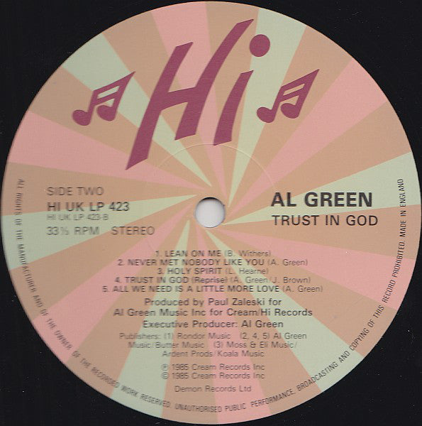 Al Green - Trust In God Vinyl LP Album (NM or M Condition) - Perfect for Soul Music Collectors & Vinyl Enthusiasts
