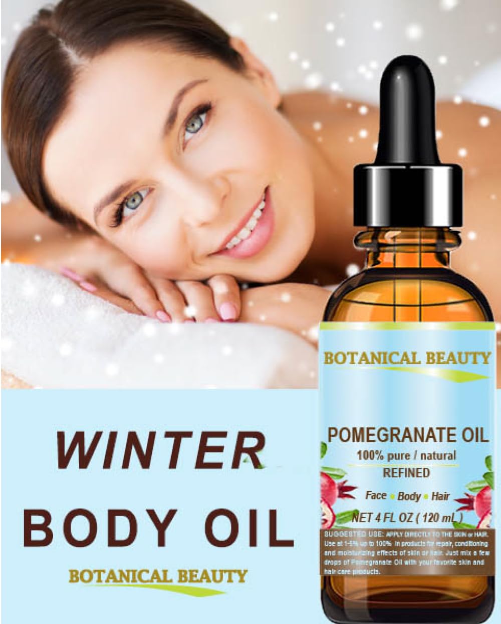 100% Pure Pomegranate Seed Oil - Cold Pressed, Natural & Refined Carrier Oil for Face, Skin, Hair & Nails (4oz/120ml) | Rich in Vitamin C & Antioxidants | Botanical Beauty | Perfect for DIY Skincare, Massage & Hair Treatments