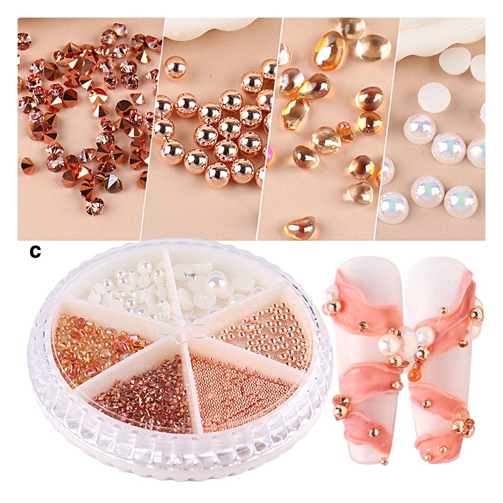 Rhinestone Pearl & Bead Nail Art Decoration Wheels - DIY Manicure Accessories for Nail Salon, Party, Wedding & Special Occasions