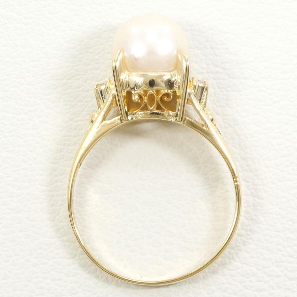 18K Yellow Gold Pearl and Diamond Ring for Women - Elegant Bridal, Engagement, Anniversary Jewelry Gift