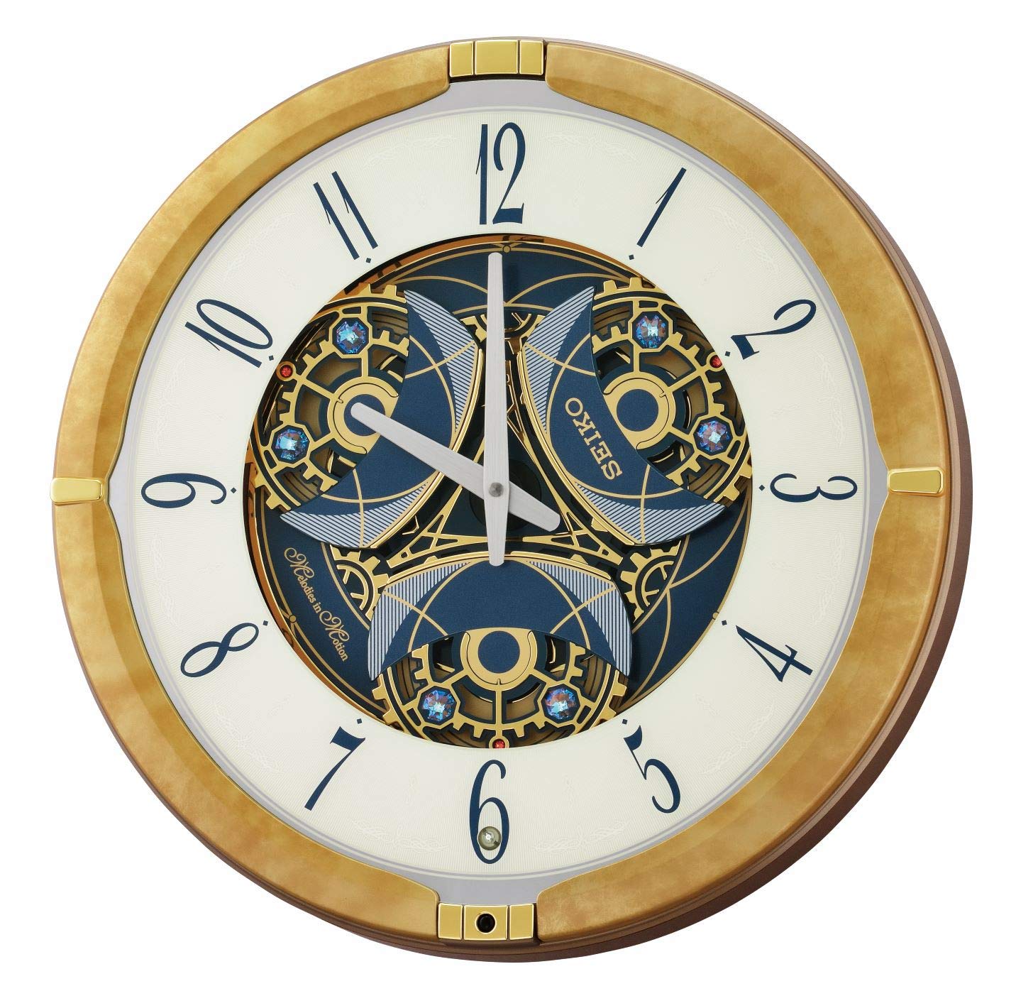 Seiko Mechanical Melodies in Motion Wall Clock - Elegant Silent Sweep Pendulum Clock with Chime for Home, Office & Living Room Decor