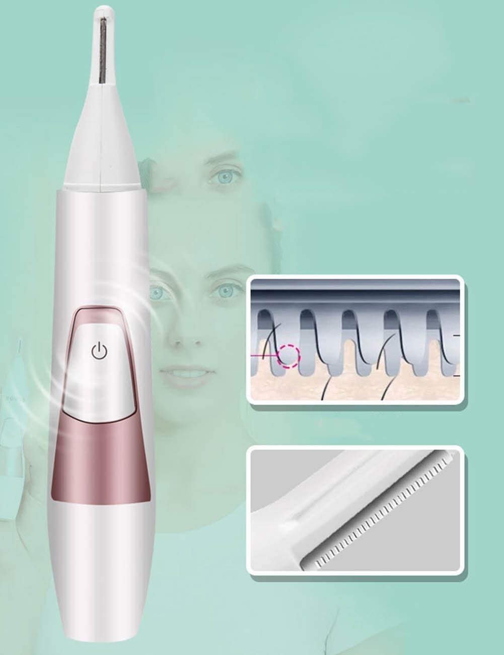 Painless Electric Eyebrow Trimmer for Women - Cordless Facial Hair Remover for Eyebrows, Lips, Armpit & Bikini Area | Portable Rechargeable Lady Shaver | Perfect for Travel, Home Use & Salon Grooming