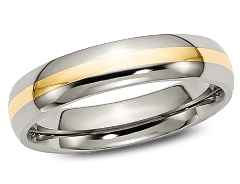 Gem And Harmony Men's 5mm Comfort Fit Titanium Wedding Band Ring with 14K Gold Inlay - Durable & Stylish Titanium Ring for Men, Perfect for Weddings, Anniversaries & Everyday Wear