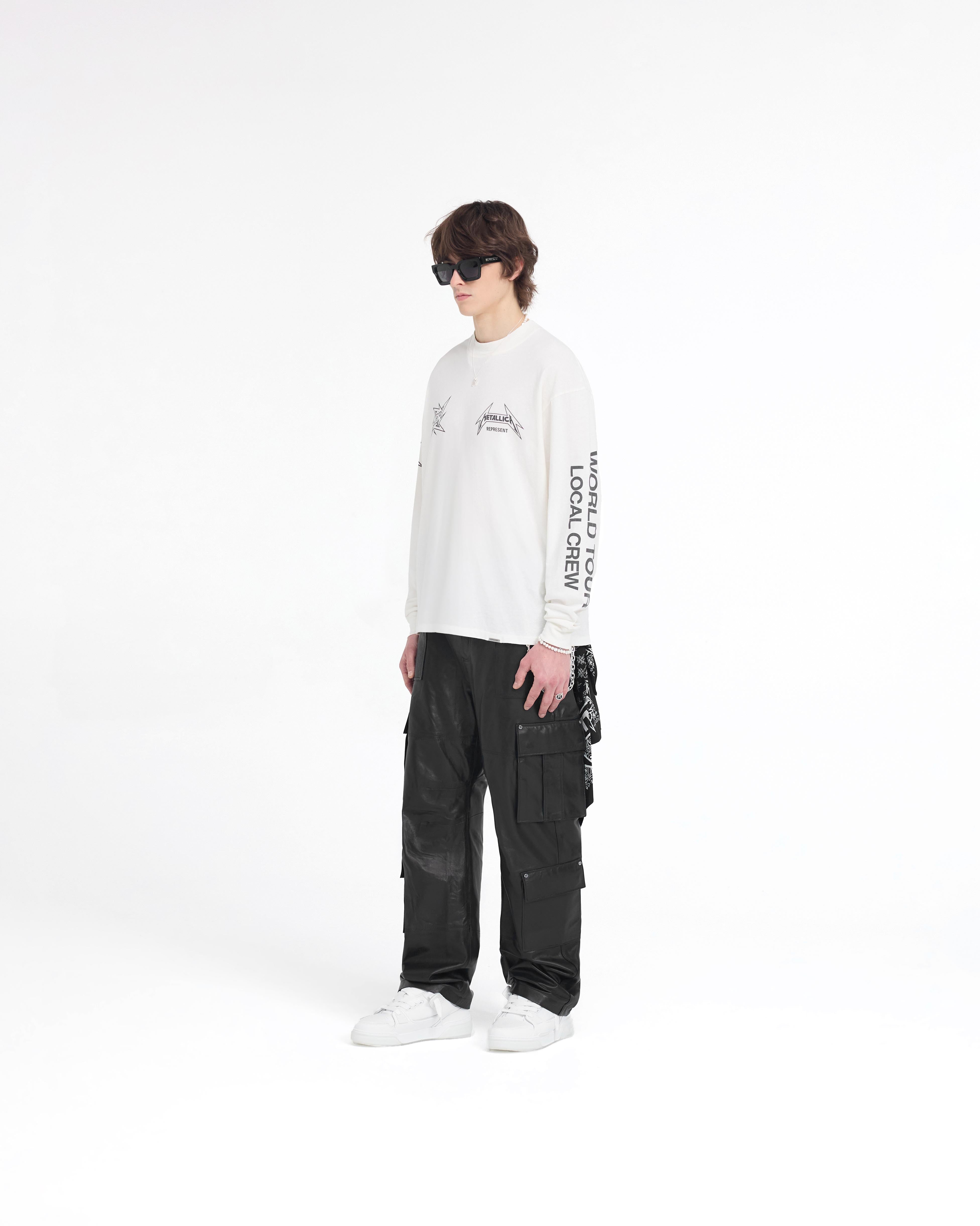 Represent X Metallica Local Crew Long Sleeve T-Shirt - Flat White | Vintage Band Tee for Concerts & Casual Wear