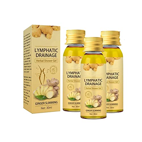 LELEBEAR Lymphatic Drainage Herbal Shower Gel with Ginger - Detoxifying & Oil Control Body Wash for Relaxation & Skin Care (3 Pack) - Perfect for Post-Workout, Spa Days & Daily Cleansing Routine