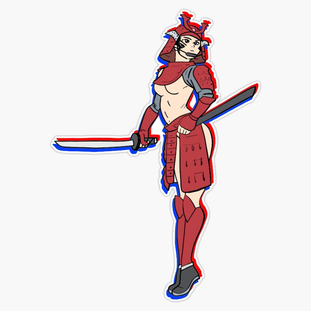 Pin Up Samurai Vinyl Waterproof Sticker Decal - 5 Inch Durable Car, Laptop, Wall, Window Decoration - Perfect for Cars, Laptops, Home Decor & Gifts