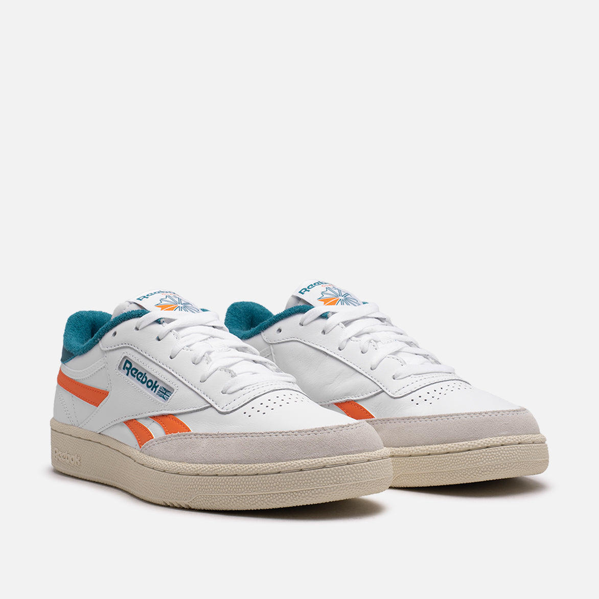 CLUB C REVENGE Sneakers in White, Pump Orange & Seaport Teal - Perfect for Casual Wear, Street Style & Everyday Comfort