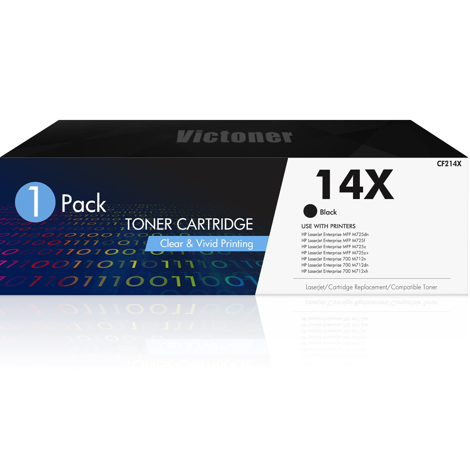 VICTONER 14X CF214X Compatible Toner Cartridge - Replacement for HP 14X CF214X/14A CF214A (Black, 1-Pack) - Works with HP Enterprise MFP 700, M712, M712n, M725 Series Printers - Ideal for Office & High-Volume Printing Needs
