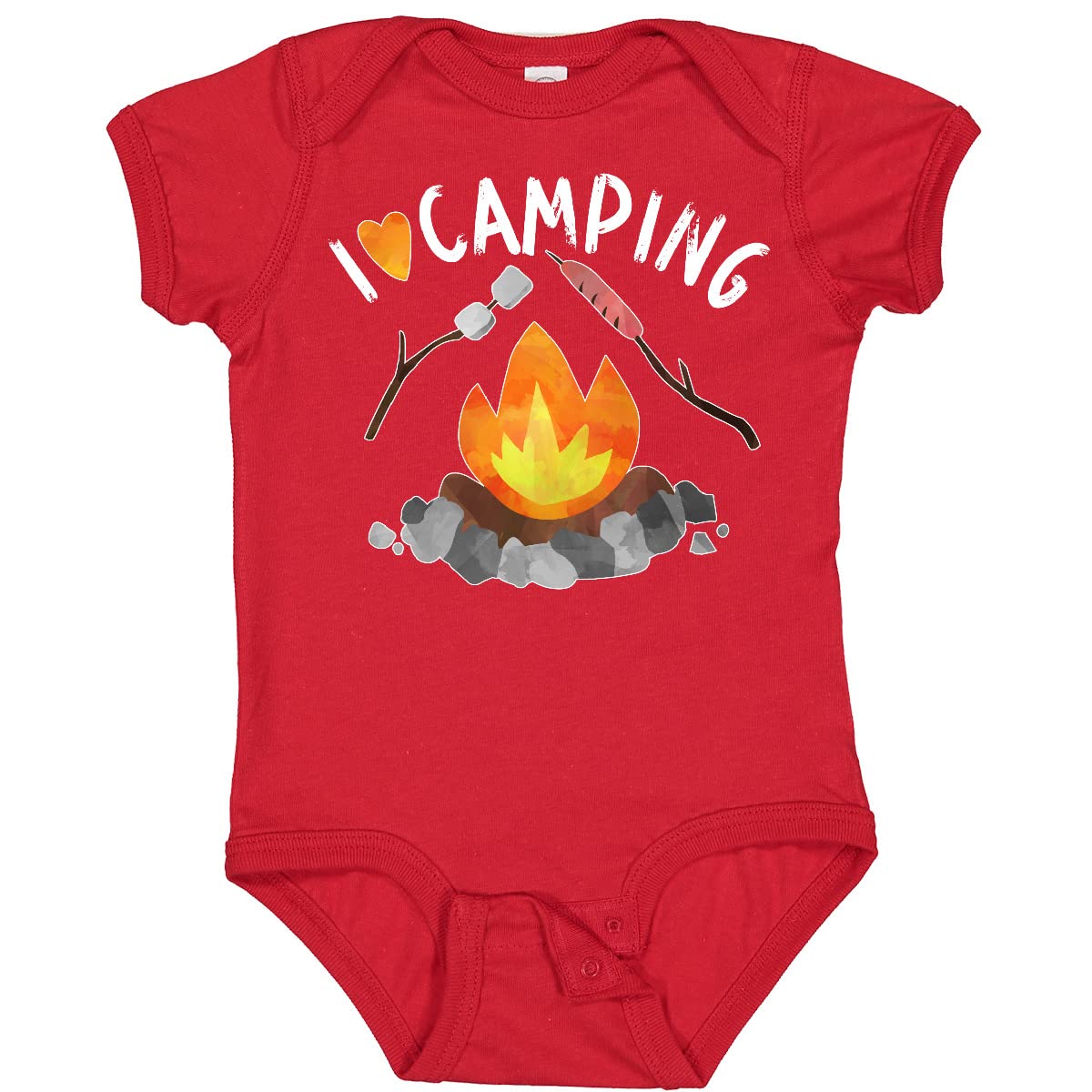 Inktastic I Love Camping Baby Bodysuit - Cute Campfire, Hot Dog & Marshmallows Design - Perfect for Outdoor Adventures, Family Trips & Baby Photoshoots