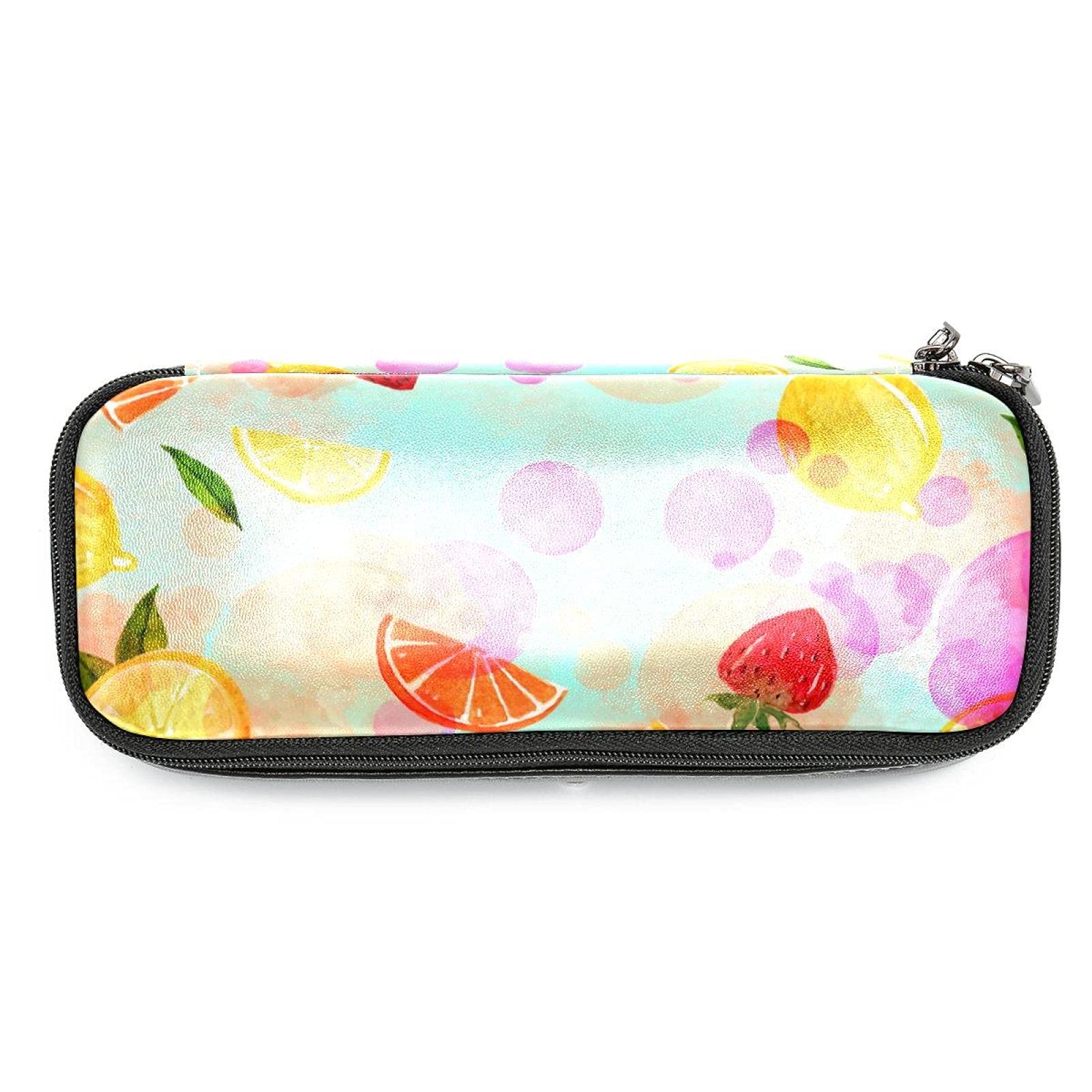 Foldable Pencil Case with Large Capacity - School Pouch Organizer for Teens, Makeup Bag, Stationery Holder (Blue Lemon Print) - Perfect for School, Office & Travel Organization