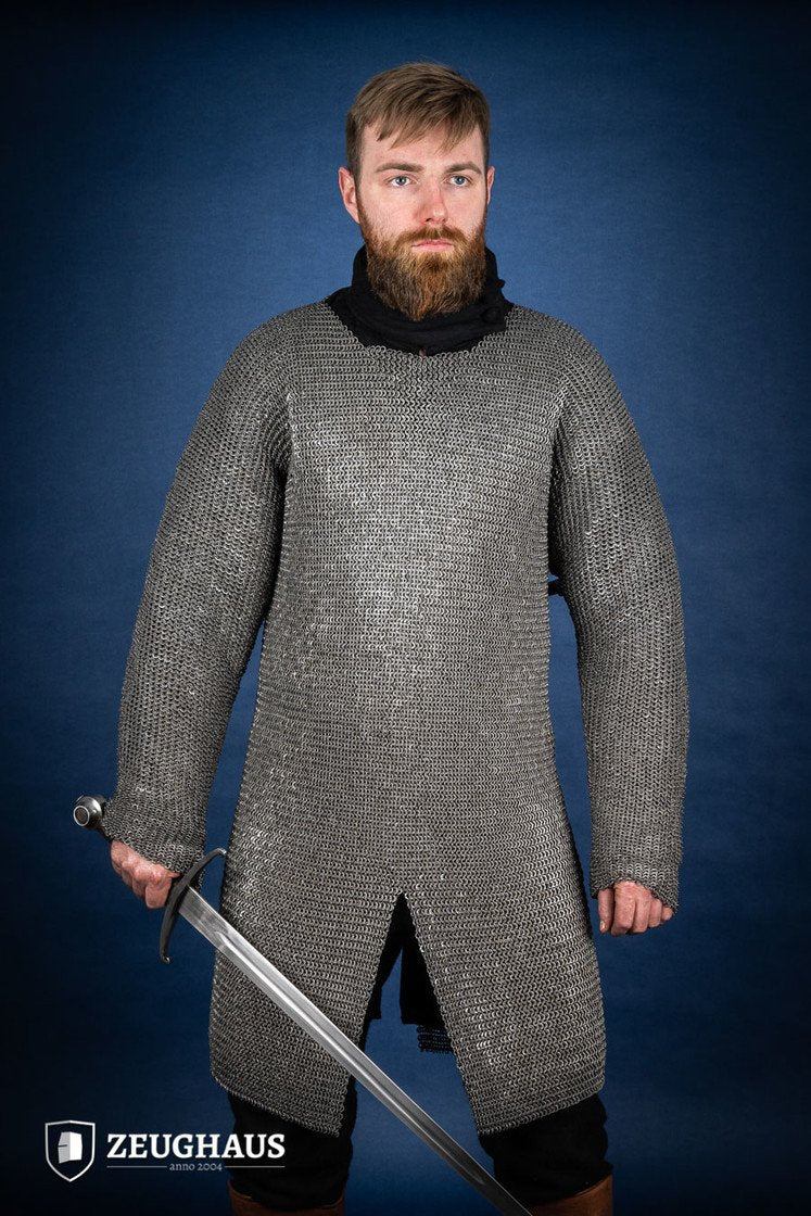 Chainmail Hauberk Flat Ring Riveted 6mm Steel Oiled - Medieval Armor for LARP, Cosplay & Renaissance Faires