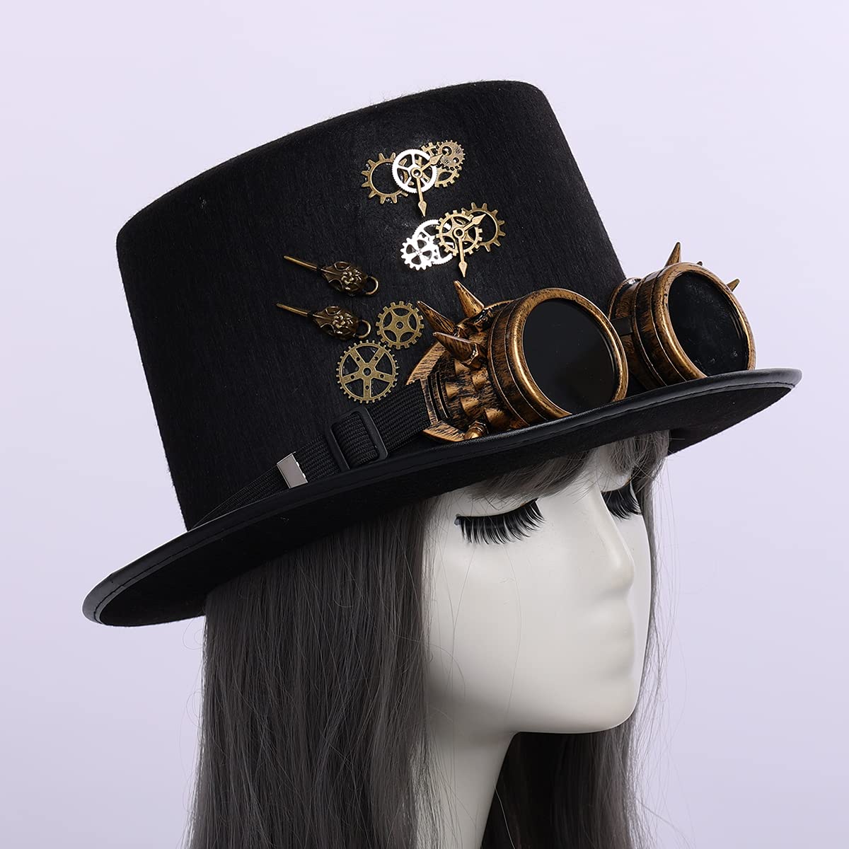 Steampunk Top Hat with Goggles for Women & Men - Victorian Gothic Halloween Costume Accessory - Perfect for Cosplay, Halloween Parties, and Themed Events