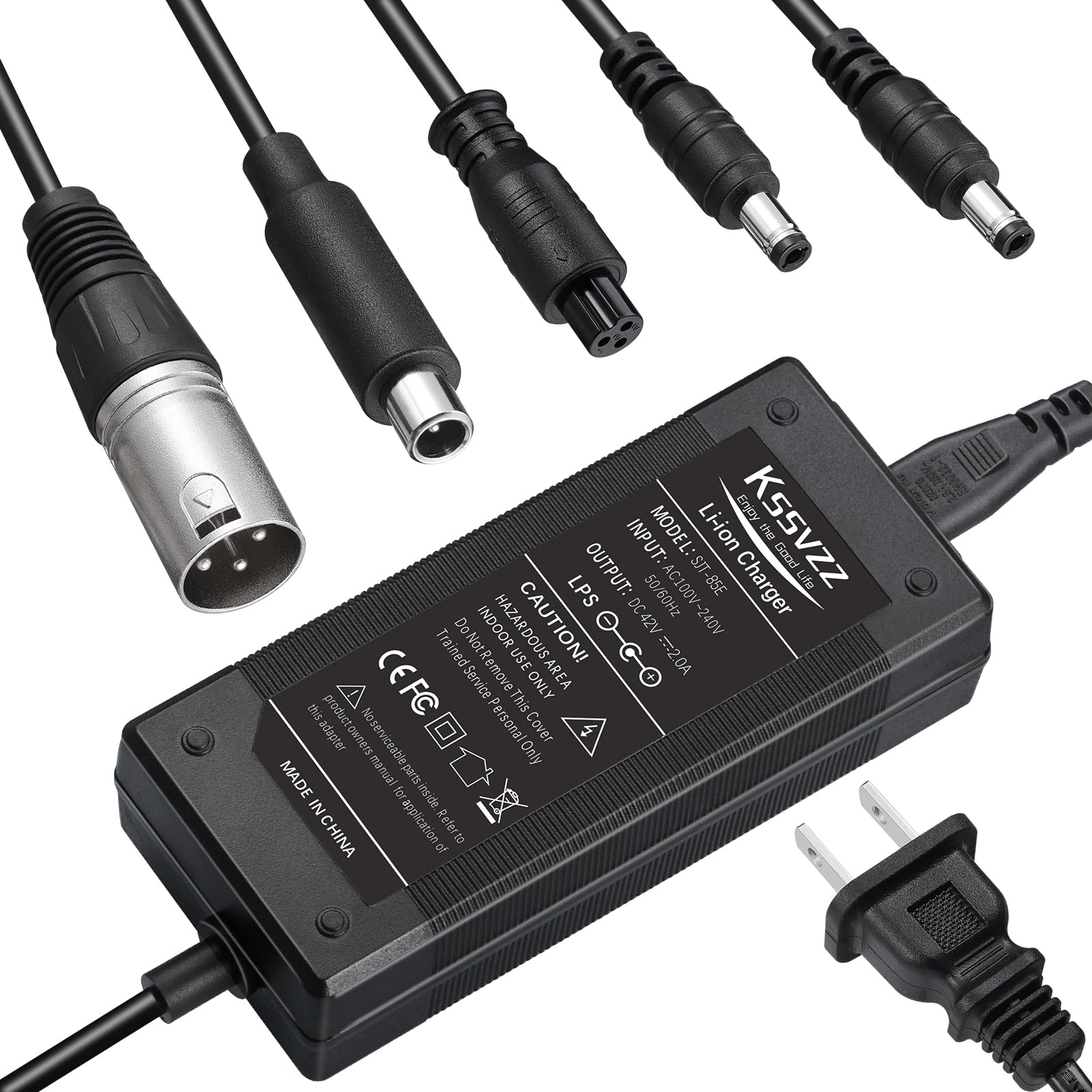 42V 2A Fast Electric Scooter Charger with 5 Universal Plugs - Replacement Charger for 36V Lithium Battery Scooters | Compatible with Razor, Gotrax, Ninebot, Segway, Jetson, Hiboy | Perfect for Commuting, Campus Travel & Urban Mobility