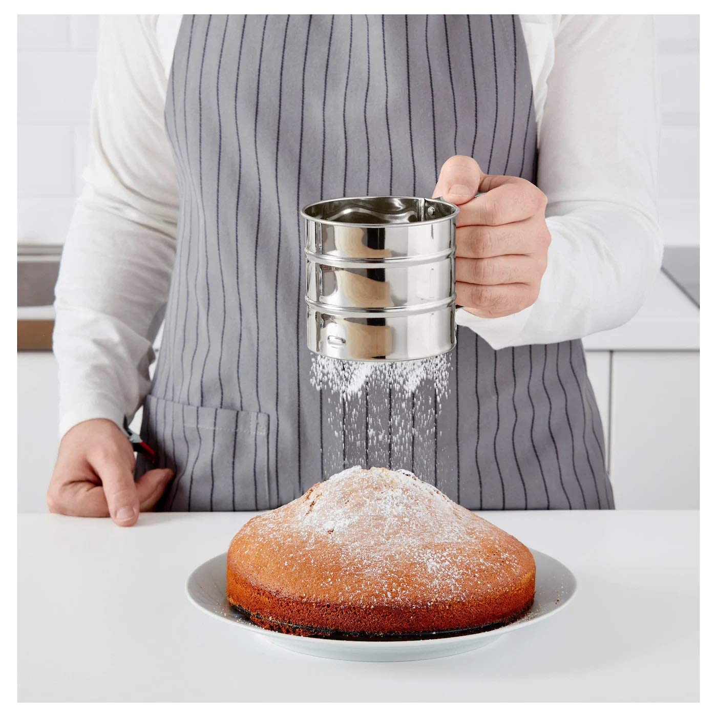 Premium Stainless Steel Mesh Flour Sifter - Mechanical Baking Sugar Shaker Sieve with Handle - Perfect for Baking, Cake Decorating & Kitchen Use