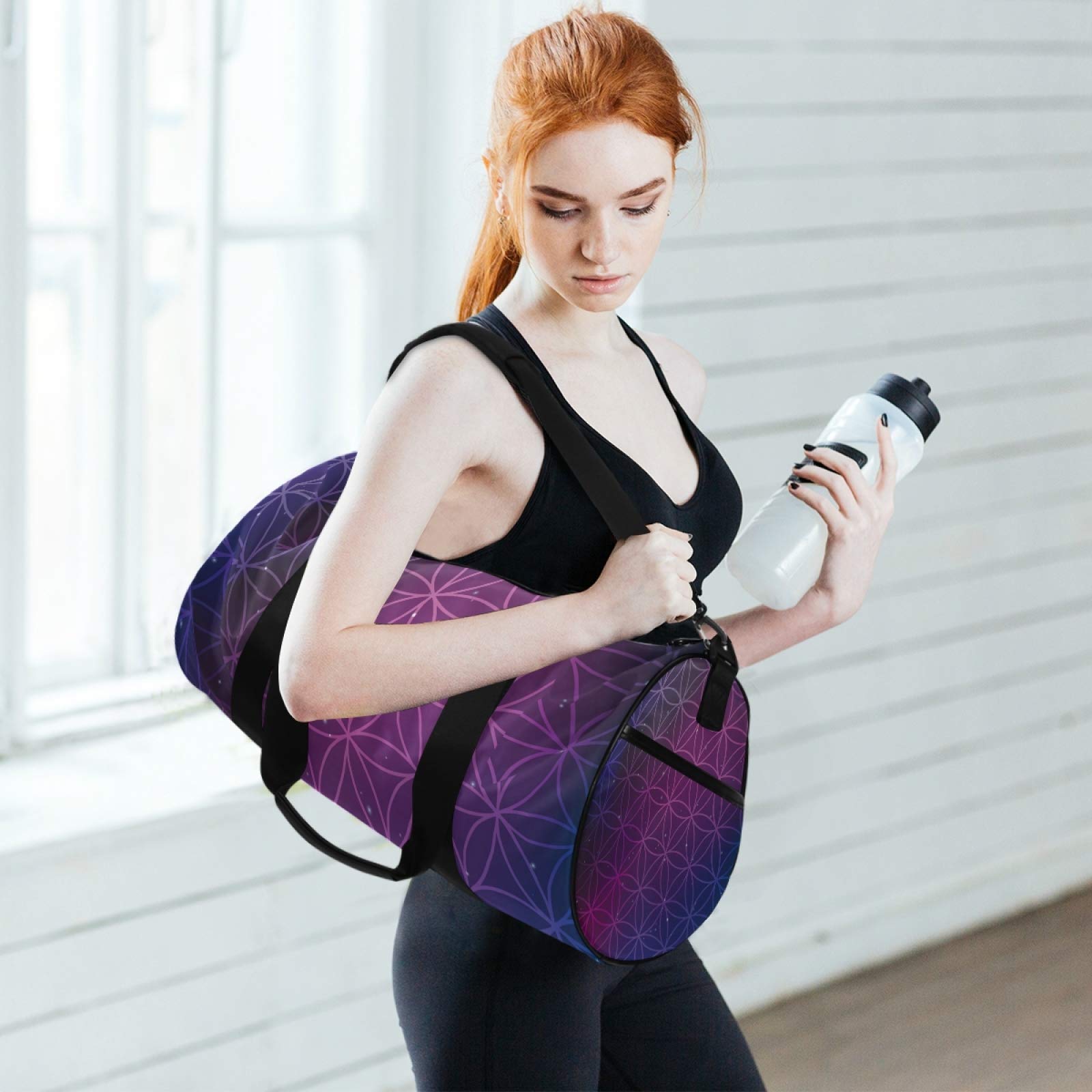 Flower of Life Cosmic Gym Bag - Durable Canvas Sports & Travel Duffle Bag for Men & Women - Perfect for Gym, Yoga, Travel & Weekend Getaways