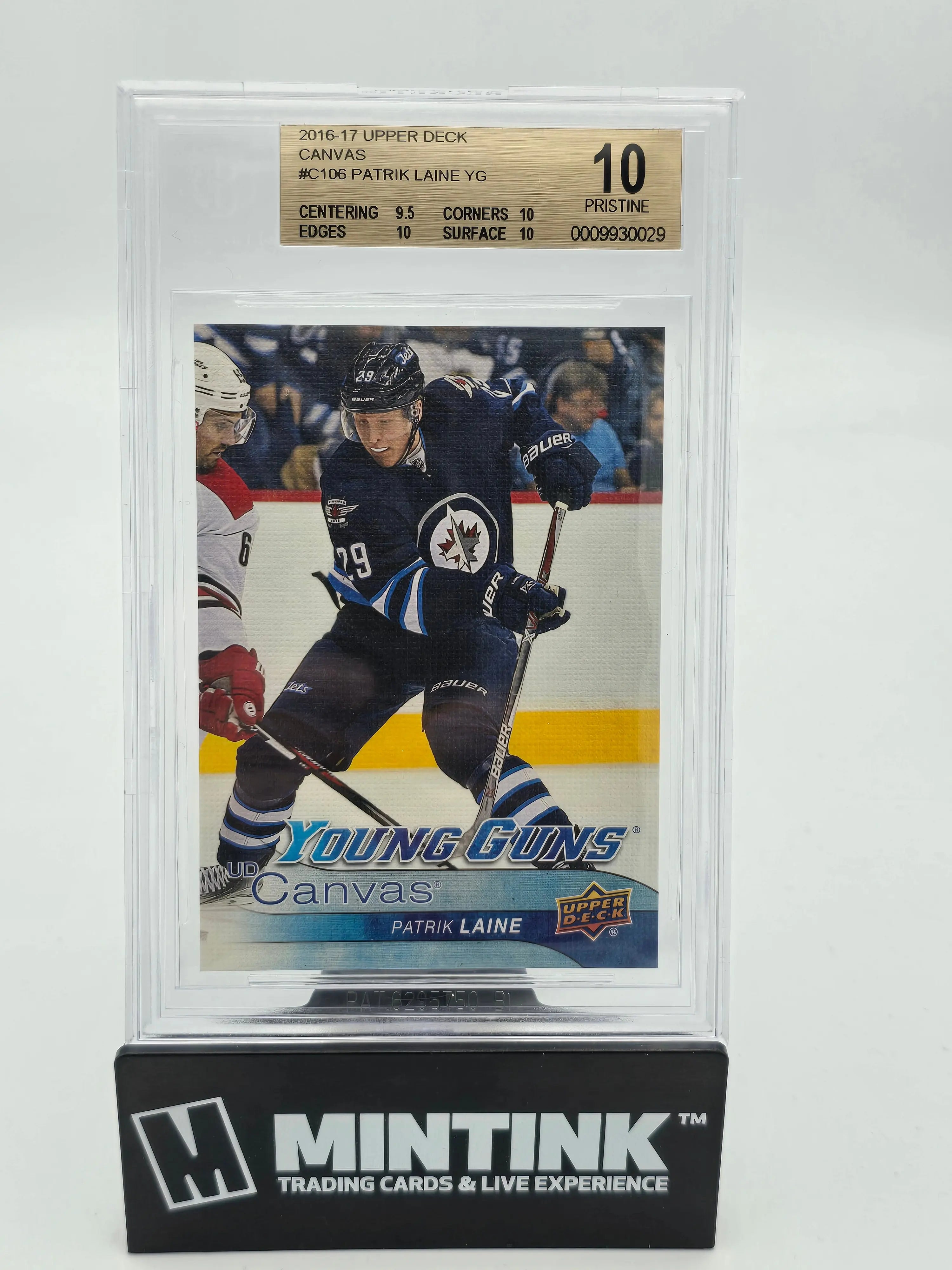 2016-17 Upper Deck Series One UD Canvas Young Guns RC Patrik Laine BGS 10 Gem Mint Hockey Card - Perfect for NHL Collectors and Hockey Memorabilia Displays
