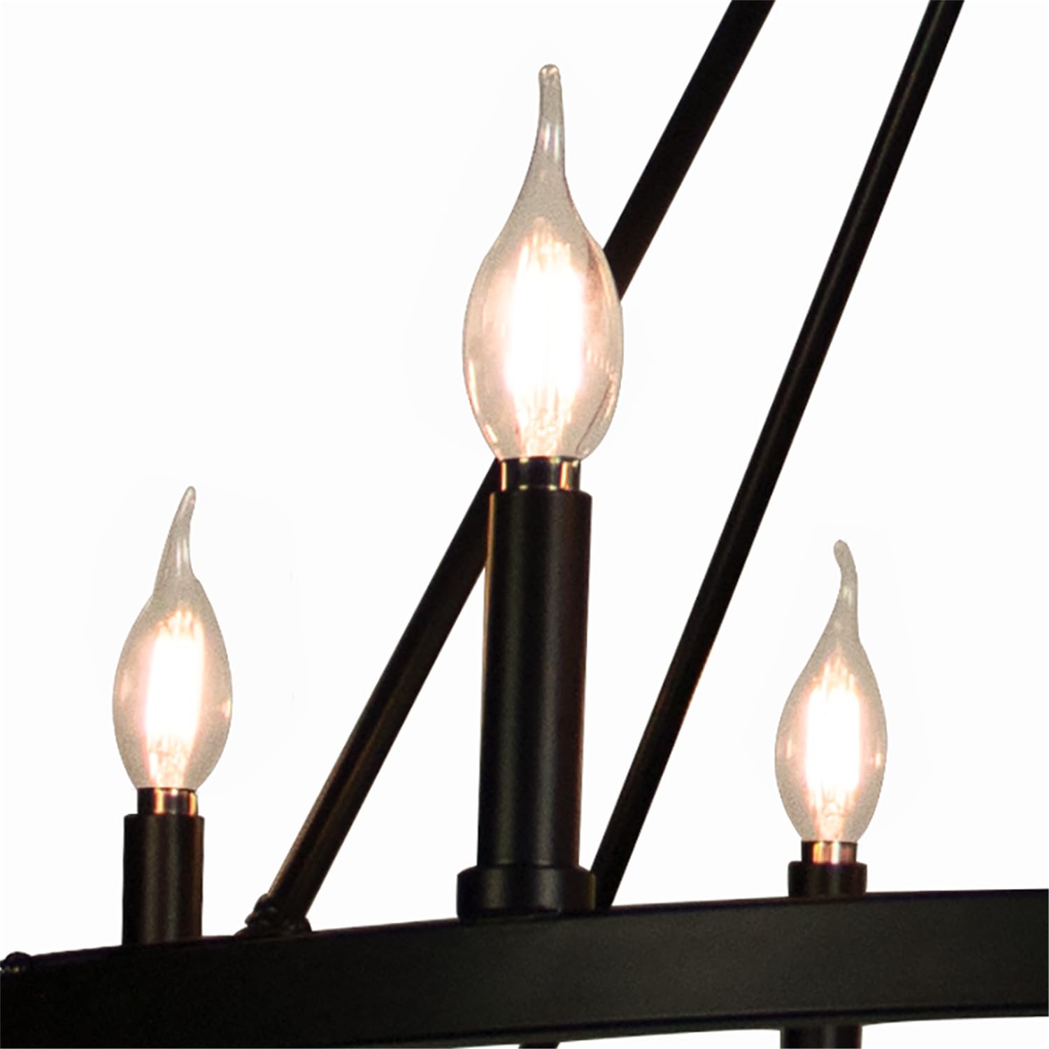 12-Light Drum Chandelier with Wooden Pattern Steel Frame - 16
