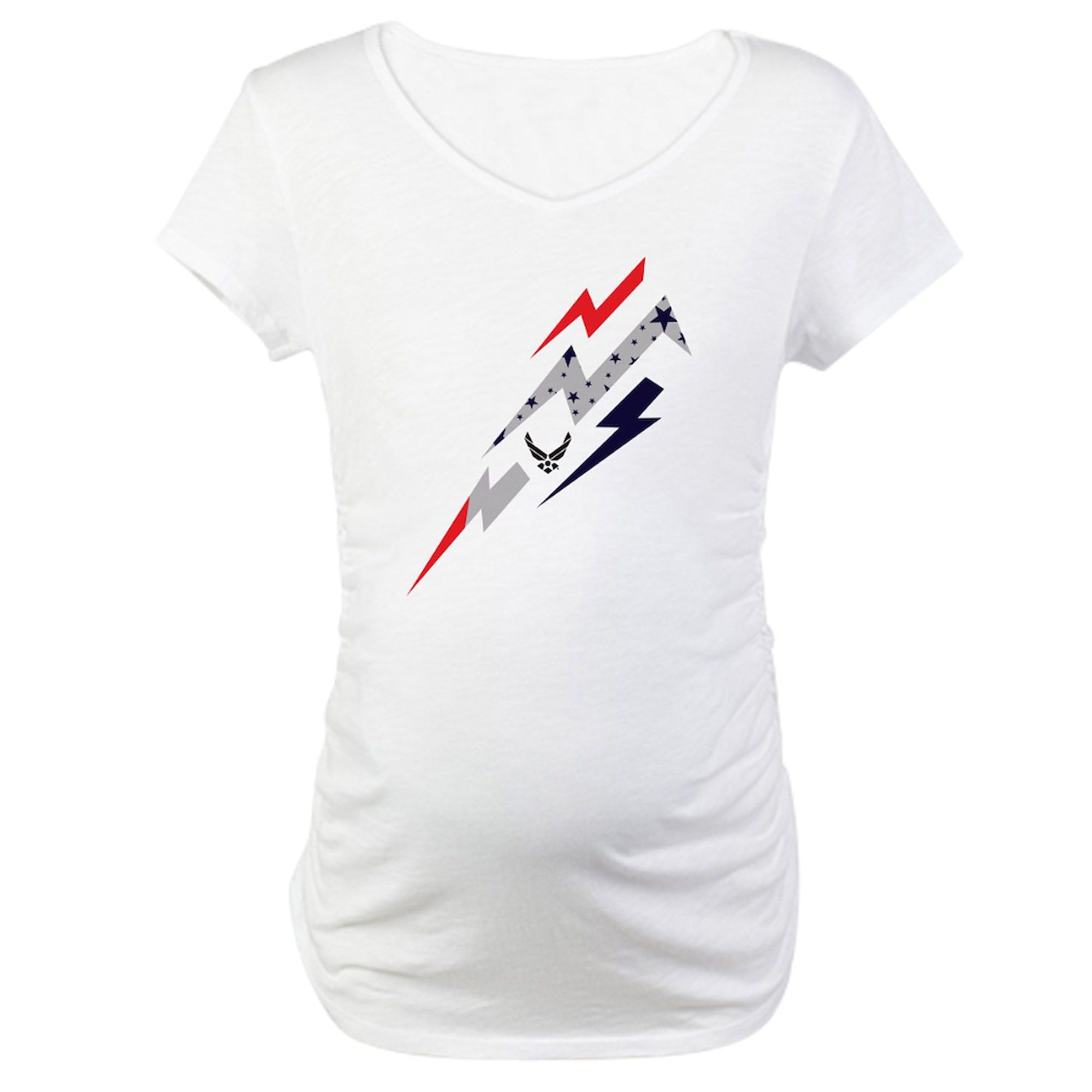 USAF Lightning Maternity T-Shirt for Women - Stretchable Ruched Side Pregnancy Tee - Perfect for Military Moms, Baby Showers & Patriotic Events