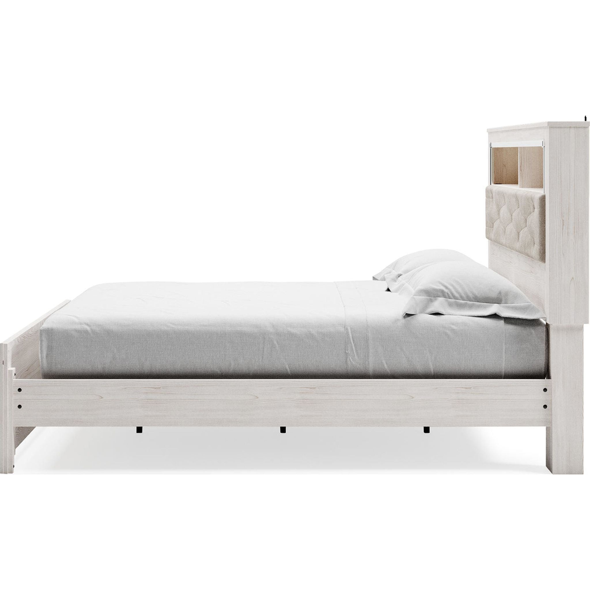 Altyra Modern Bookcase Platform Bed with Storage - Wooden Bookshelf Headboard & Underbed Storage - Perfect for Small Bedrooms, Studio Apartments & Dorm Rooms