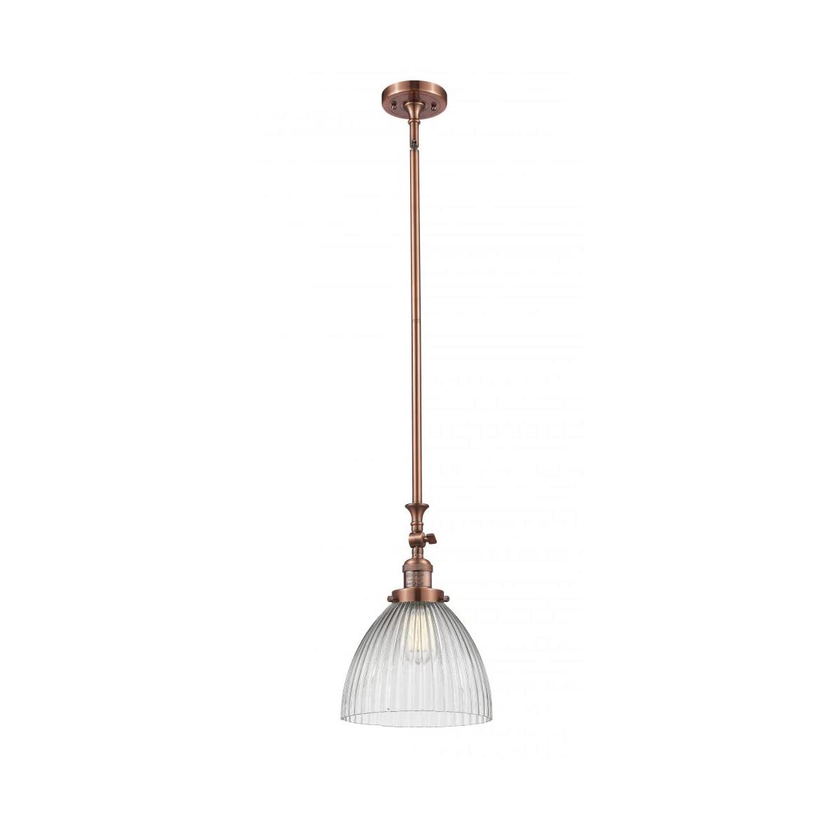 Innovations 206-AC-G222-LED 1 Light Vintage Dimmable LED Pendant Light Fixture in Antique Copper - Perfect for Kitchen Island, Dining Room, or Bar Counter Lighting