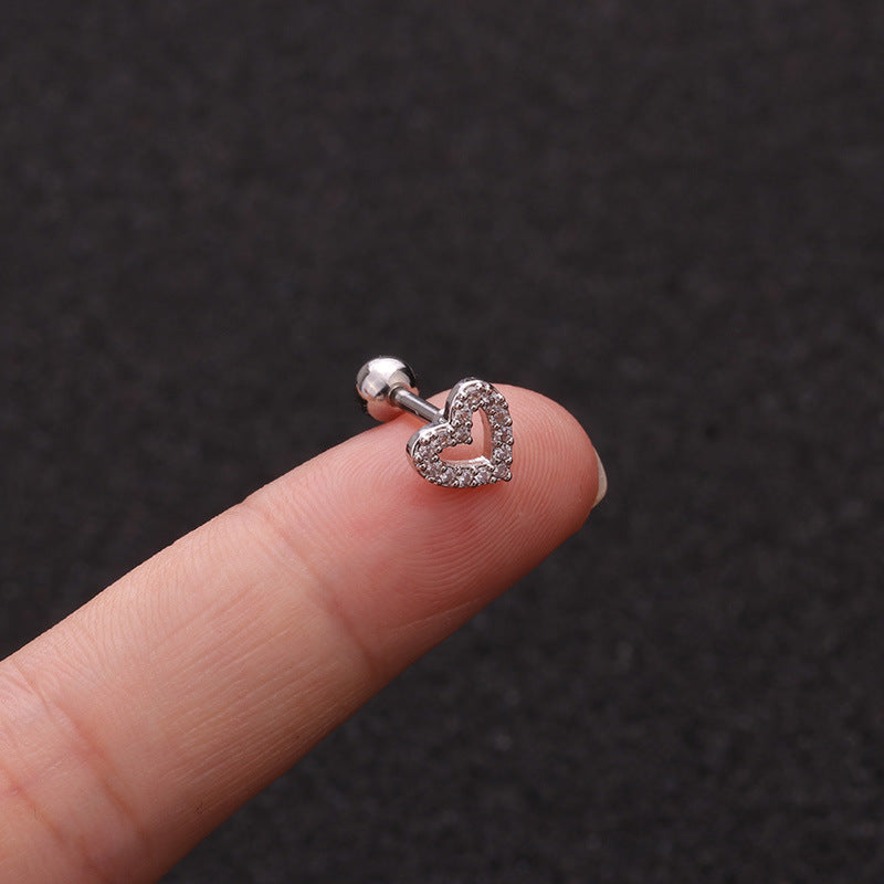 16G Cartilage Tiny Stud Heart CZ Stud Earrings - Hypoallergenic Stainless Steel Body Jewelry for Women | Perfect for Cartilage, Helix, Tragus Piercings & Everyday Wear