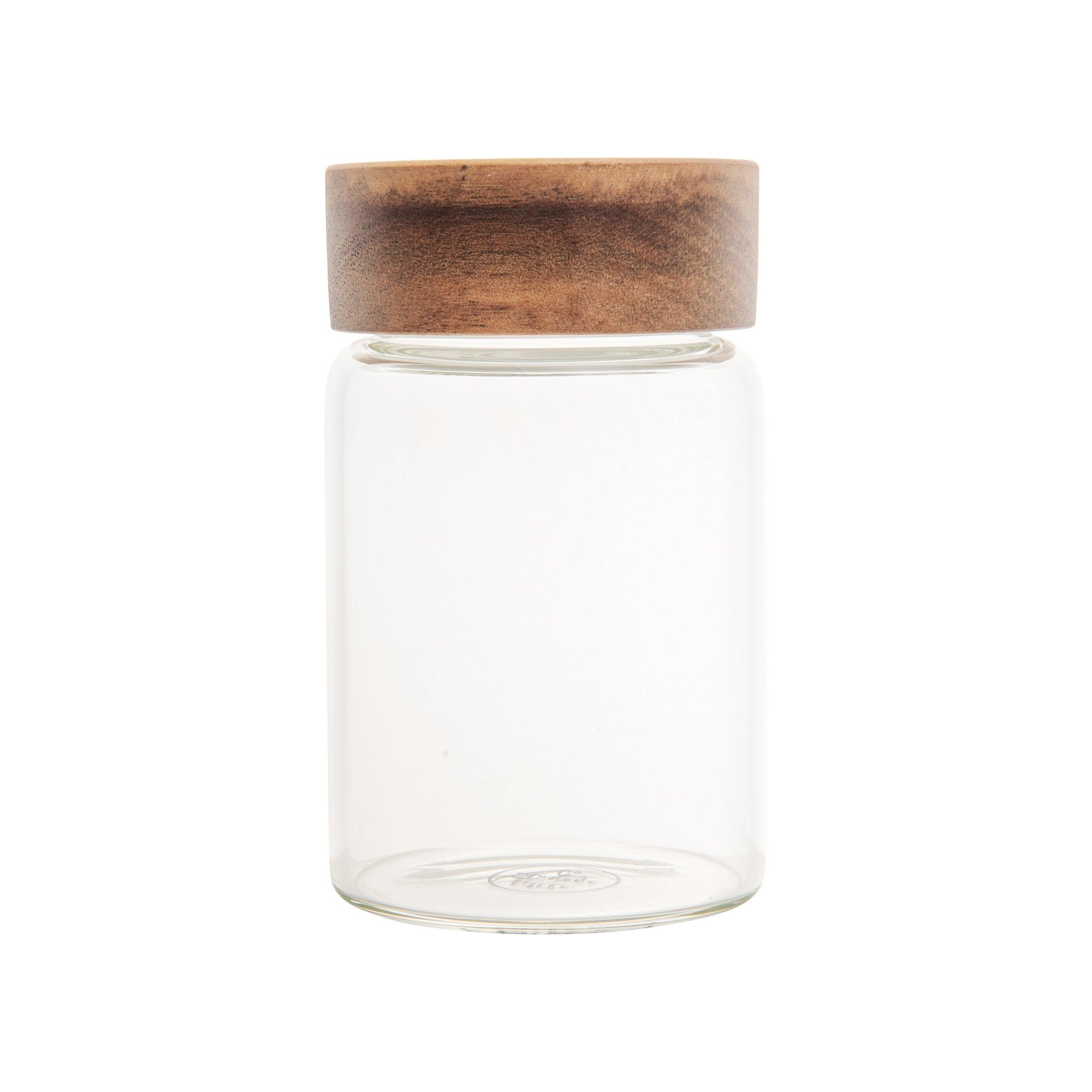 Premium Acacia Wood Lid Glass Jar - 250ml (8.5oz) Airtight Container for Spices, Tea, Coffee & Kitchen Storage | Eco-Friendly & Stylish Home Decor