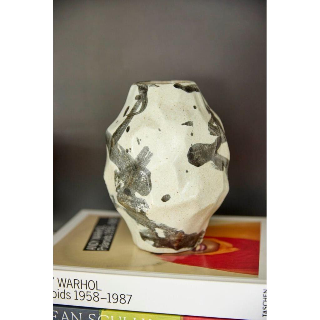 Cyan Design 10941 Modern Black and White Small Vase - Elegant Home Decor for Living Room, Dining Table, and Office Desk