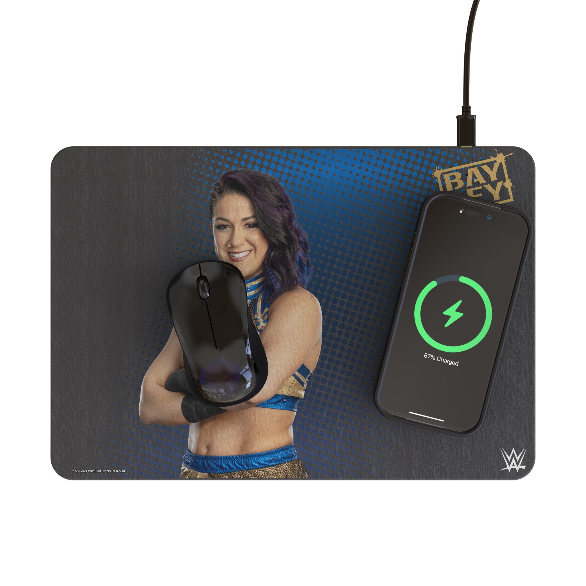 Bayley Superstar 15W Fast Wireless Charger with LED Indicator & Non-Slip Mouse Pad - Perfect for Office, Gaming, and Home Workspace Setup