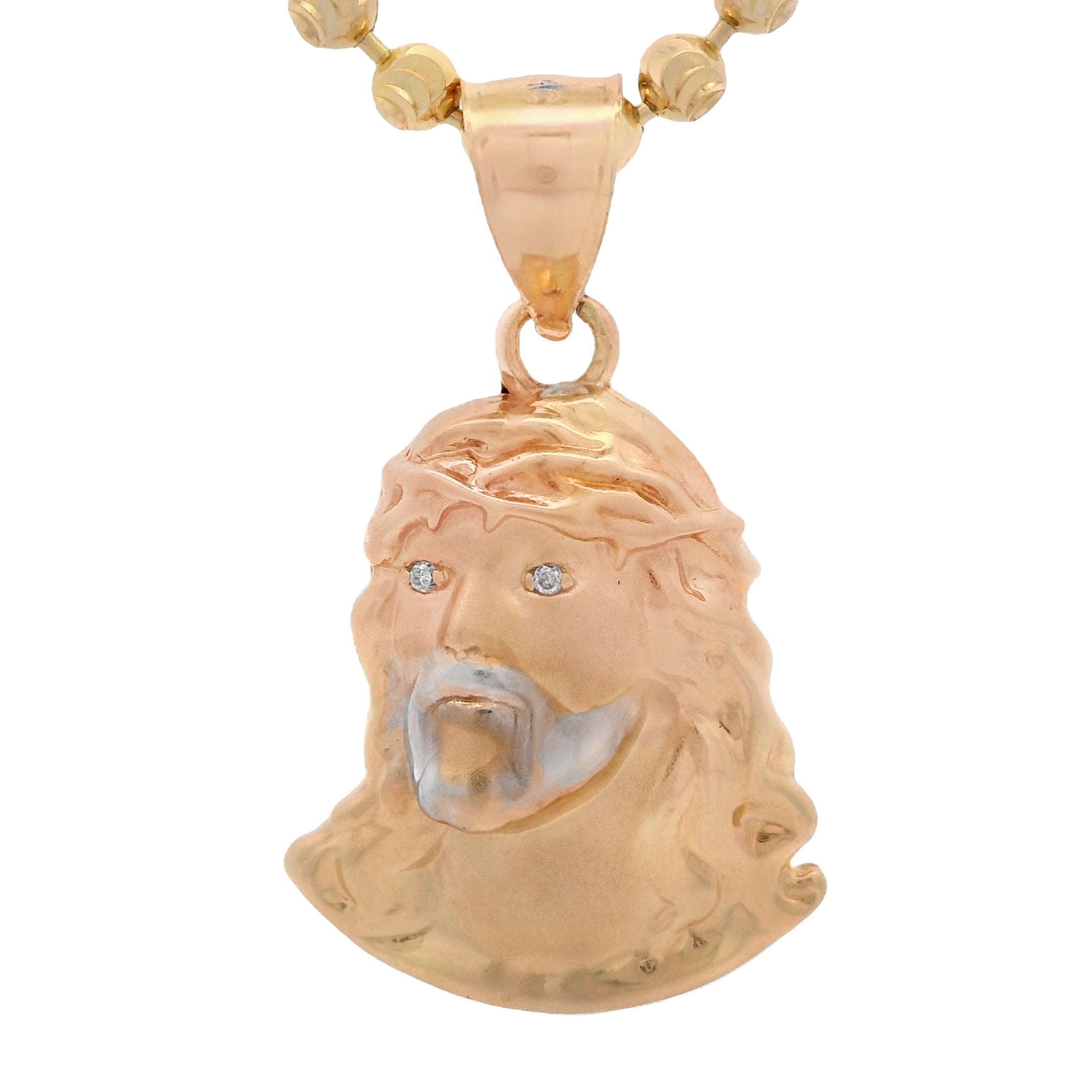 14K Gold Jesus Pendant Necklace with Moon Cut Chain - 22 Inch Religious Jewelry for Men & Women - Perfect for Church, Baptism, Gifts & Everyday Wear