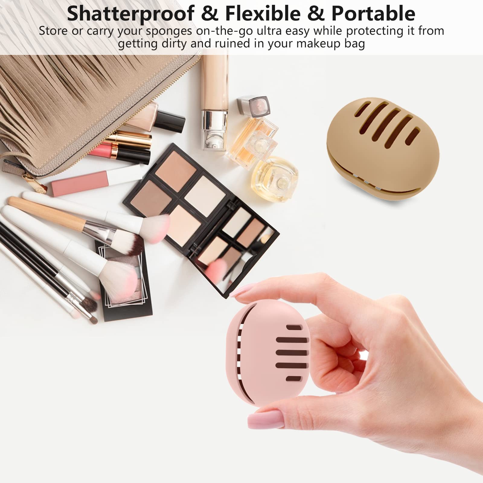 3PCS Double-Sided Breathable Silicone Makeup Sponge Holder - Travel-Friendly Beauty Blender Case for All Sponges, Shatterproof & Sanitary Reusable Design (Black, Coffee, Khaki) - Perfect for Travel, Gym & Daily Makeup Organization