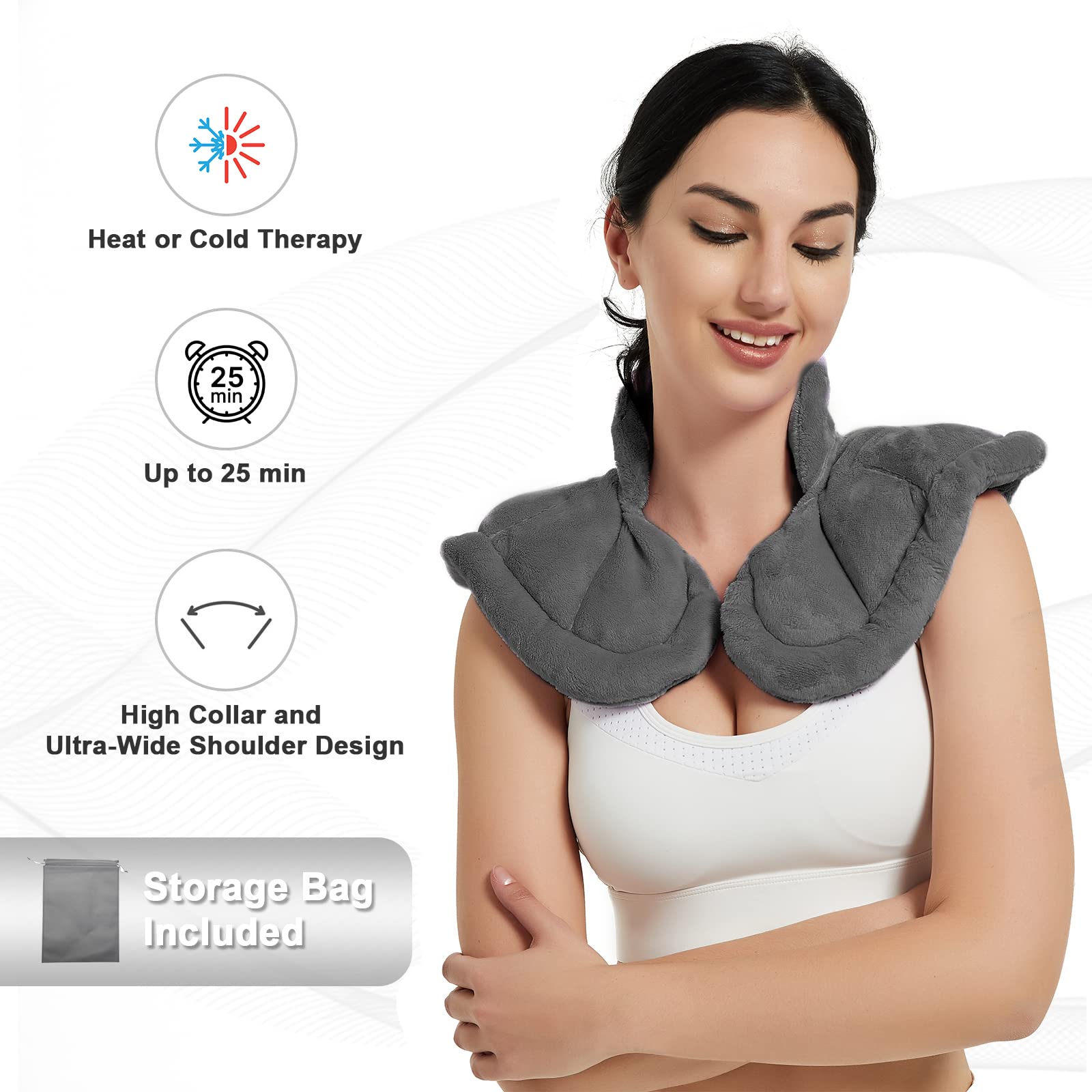 Microwave Neck and Shoulder Heating Wrap - Soothing Pain Relief Pad for Muscle Relaxation - Perfect for Home, Office, and Travel Use