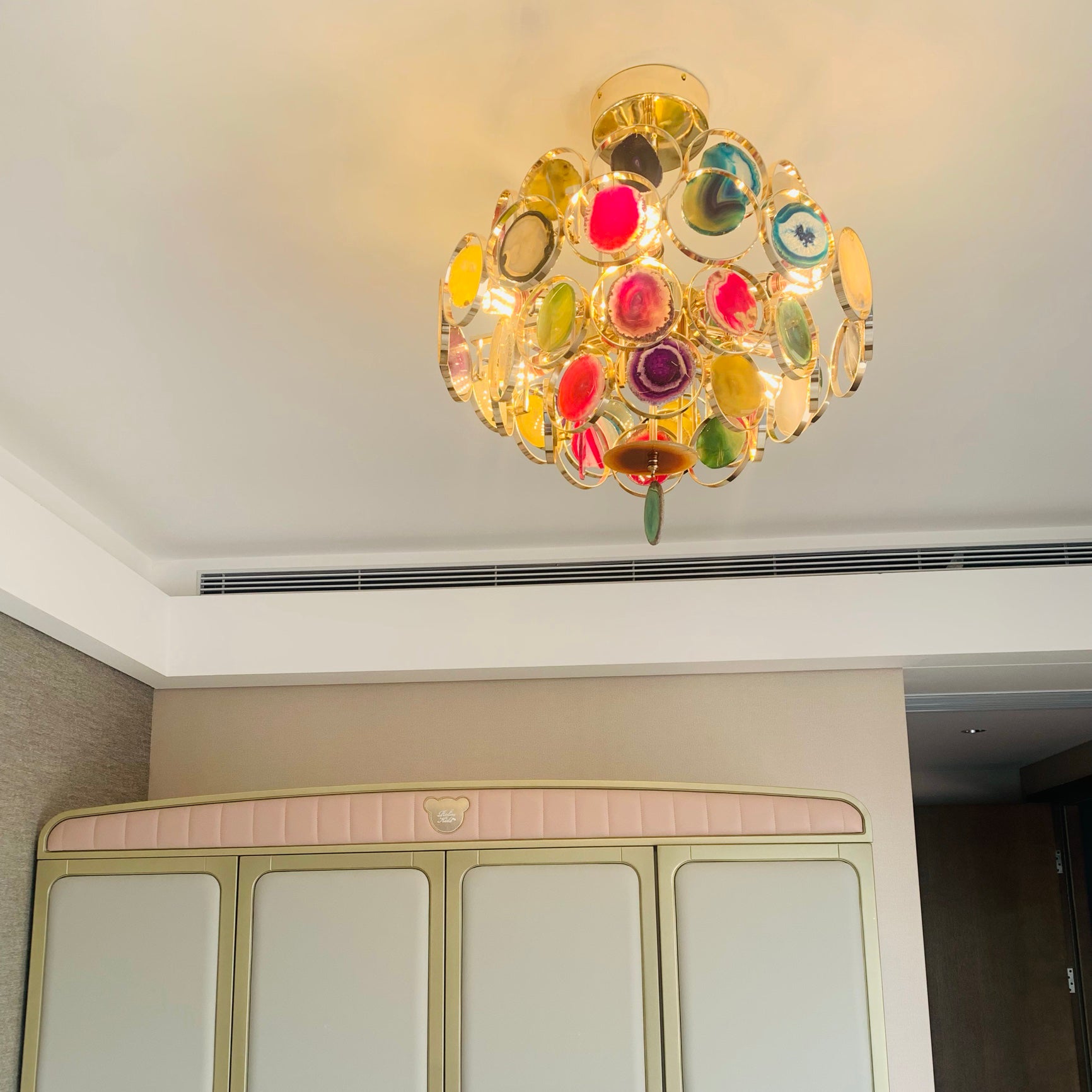 Natural Carnelian Gemstone Chandelier - Handcrafted Bohemian Crystal Beaded Ceiling Light Fixture for Living Room, Dining Room & Bedroom Decor