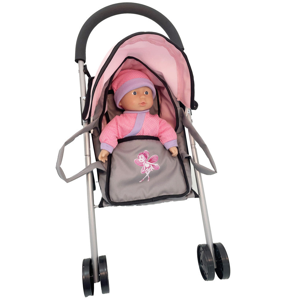 Bambolina Playtime Doll Stroller Set with Soft Body Doll & Canopy - Perfect for Pretend Play, Outdoor Walks & Toddler Role Play