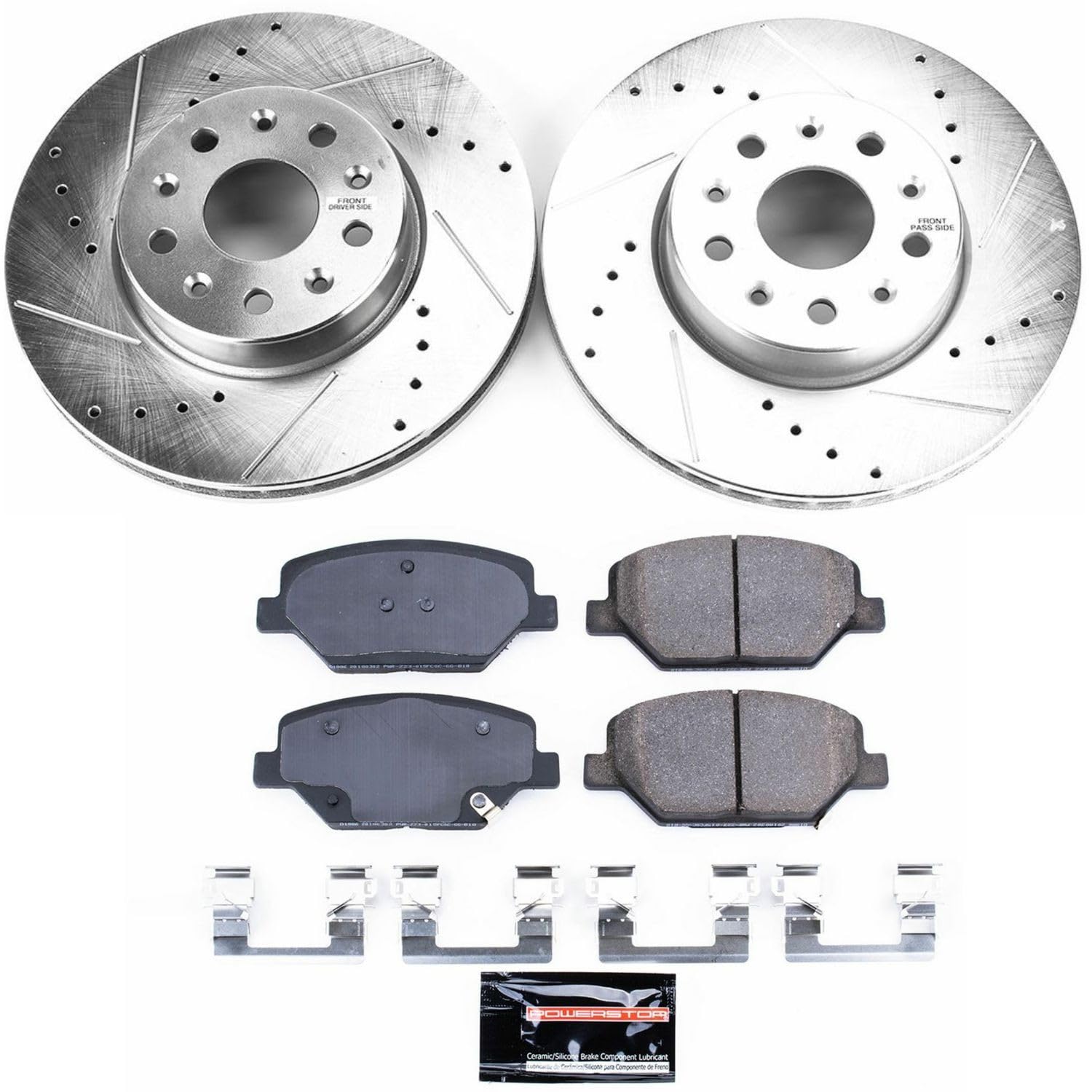Power Stop K7295 Z23 Carbon Fiber Brake Pads & Drilled Slotted Rotors Kit - Fits 2016-2021 Chevrolet Camaro | High-Performance Braking for Street & Track Use