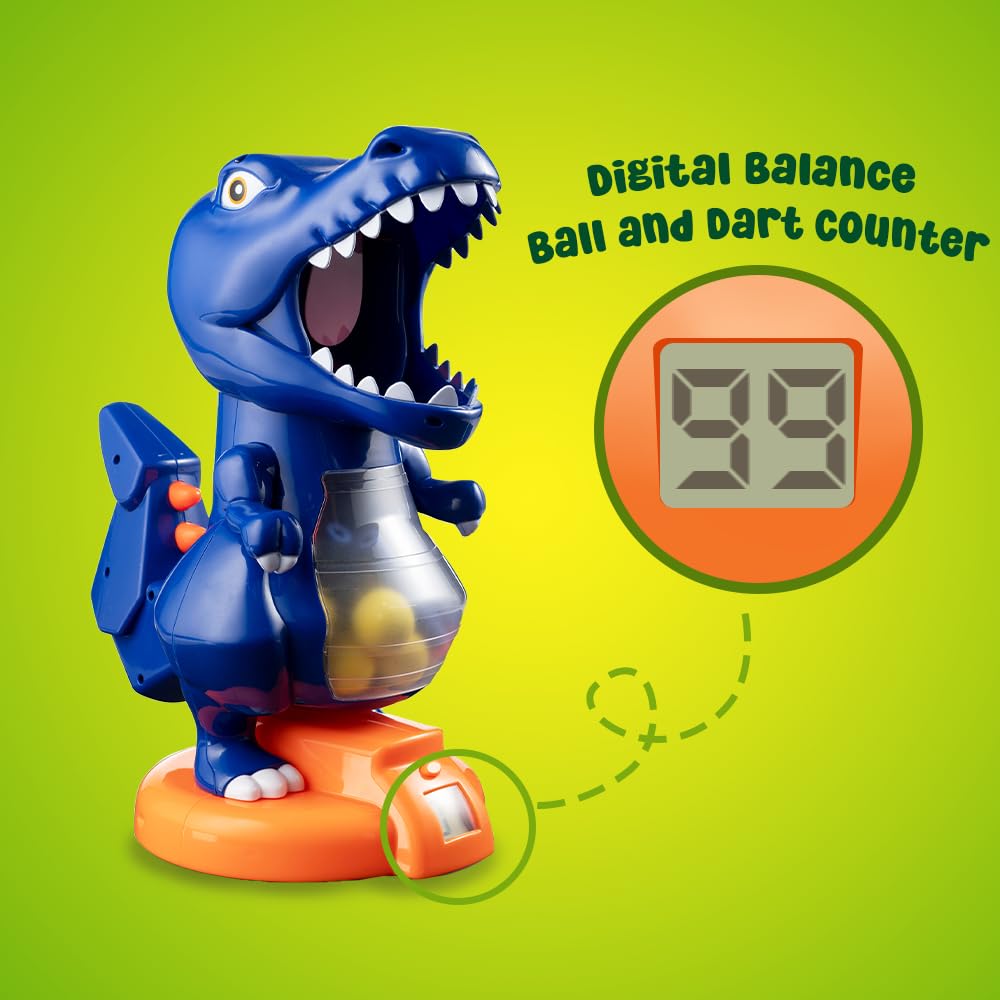 Dinosaur Shooting Game Toy Set for Kids Ages 5-8 - Ball Blaster & Dart Blaster with 20 Balls & 20 Darts - Fun Interactive Dinosaur Battle Game for Boys & Girls - Perfect for Birthday Gifts, Indoor Play & Outdoor Backyard Activities