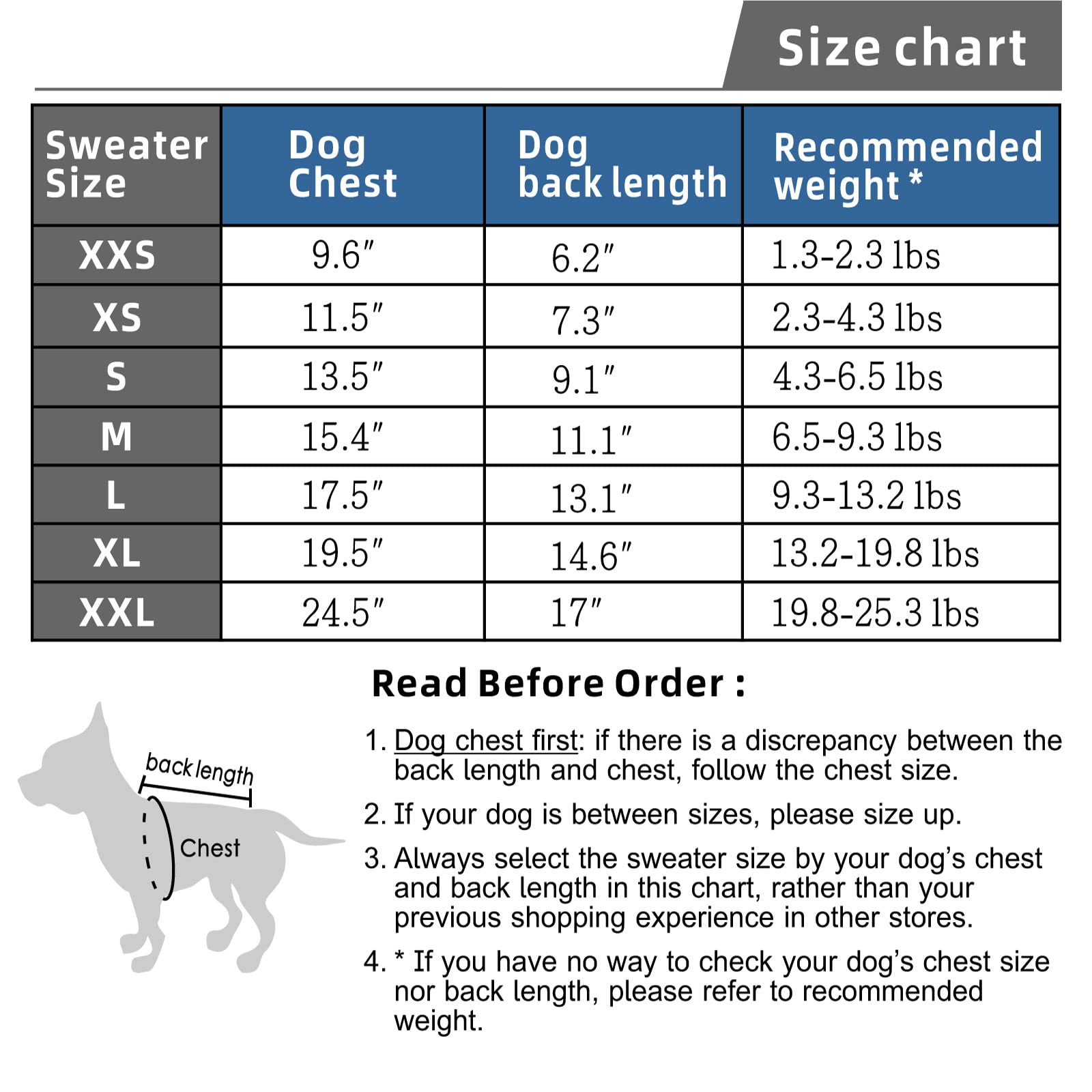 FabriCastle 3-Pack Ultra Soft & Warm Dog Sweaters for Small & Medium Dogs - Cozy Winter Dog Coat & Jacket for Boys & Girls - Grey, Blue, Dark Blue XX-Large - Perfect for Cold Weather Walks & Indoor Comfort