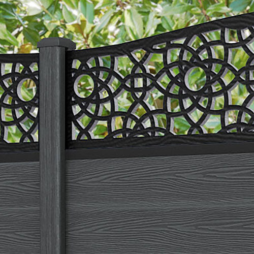 Classic Ambar Curved Top Fence Panel - Dark Grey Composite Fencing with Durable Posts | Perfect for Backyard Privacy, Garden Borders & Pool Safety