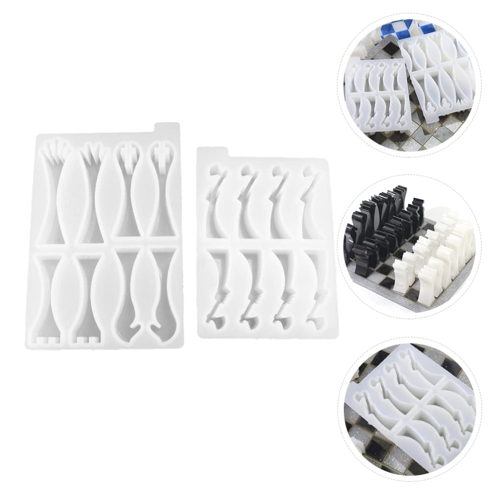 2pcs Silicone Chess Mold Set for Epoxy Resin DIY Craft - Chess Piece Casting Molds with Tray for Resin Art, Jewelry Making & Home Decor Gifts