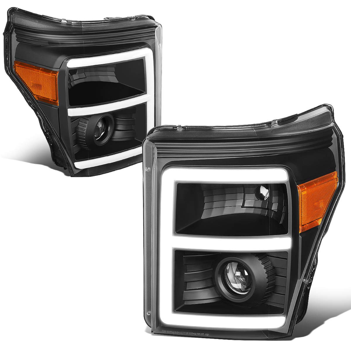 DNA Motoring HL-HPL-LED-FSU13-BK-AM-T2 LED Projector Headlights - DRL Daytime Running Lights - Black Housing - Direct Replacement for Cars & Trucks - Perfect for Night Driving & Off-Road Adventures