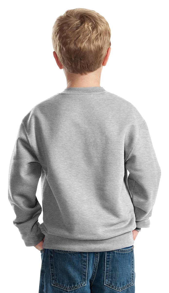 Jerzees Youth NuBlend Crew Neck Sweatshirt 562B - Soft Cotton Blend Pullover for Boys & Girls, Chocolate Brown - Perfect for School, Sports & Casual Wear