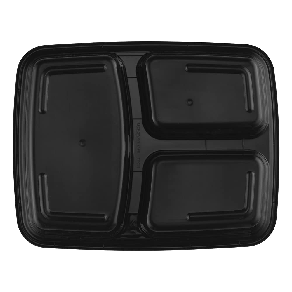 TIYA 48 oz Takeout Food Containers - Bulk 150 Pack with Lids - Reusable Plastic Compartment To-Go Boxes - Microwavable & Dishwasher Safe - BPA-Free & Leak-Proof for Restaurants, Meal Prep, Catering, and Leftovers Storage
