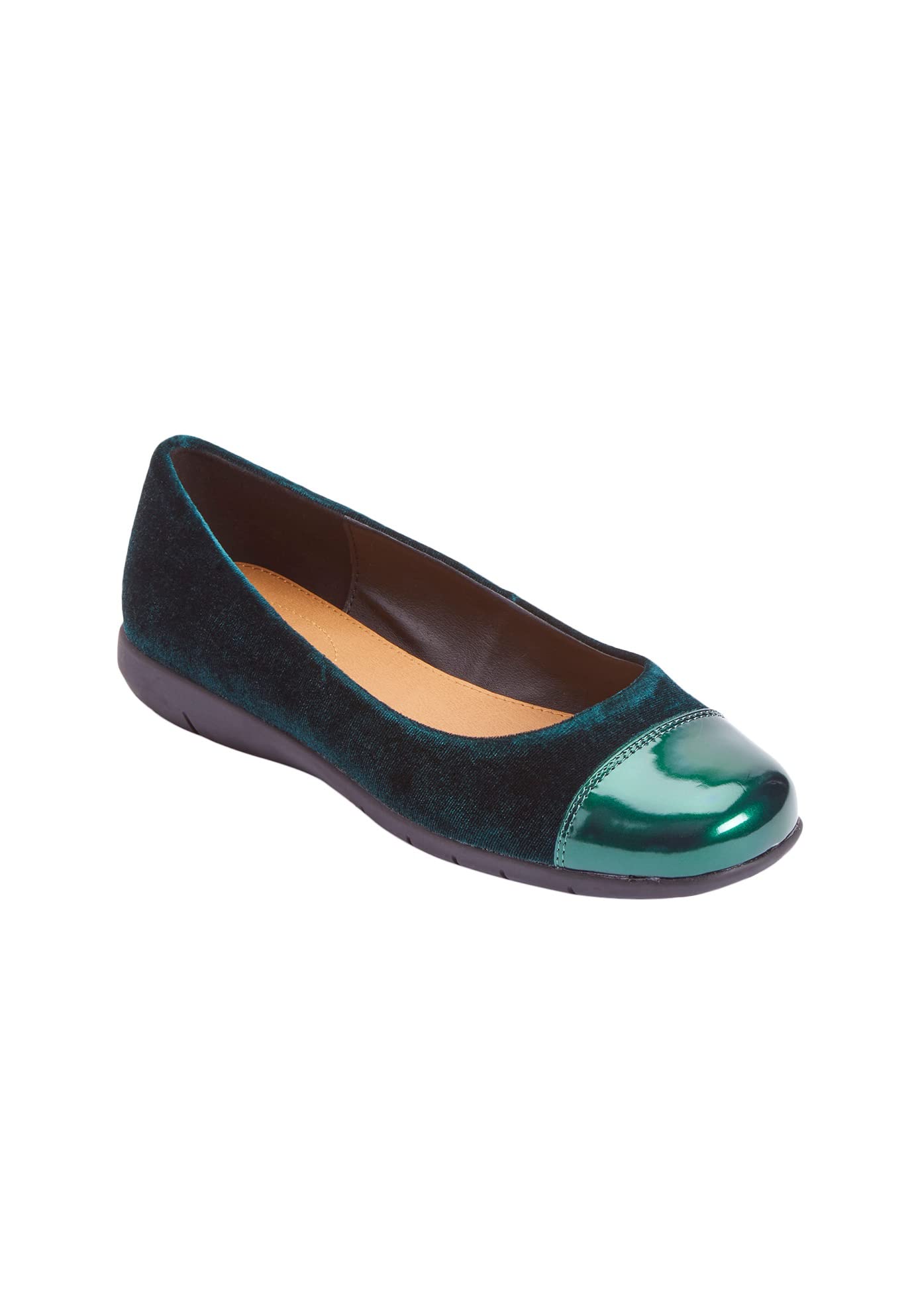 Comfortview Women's Wide Width The Fay Flat - Comfortable Slip-On Shoes for Work, Travel & Everyday Wear