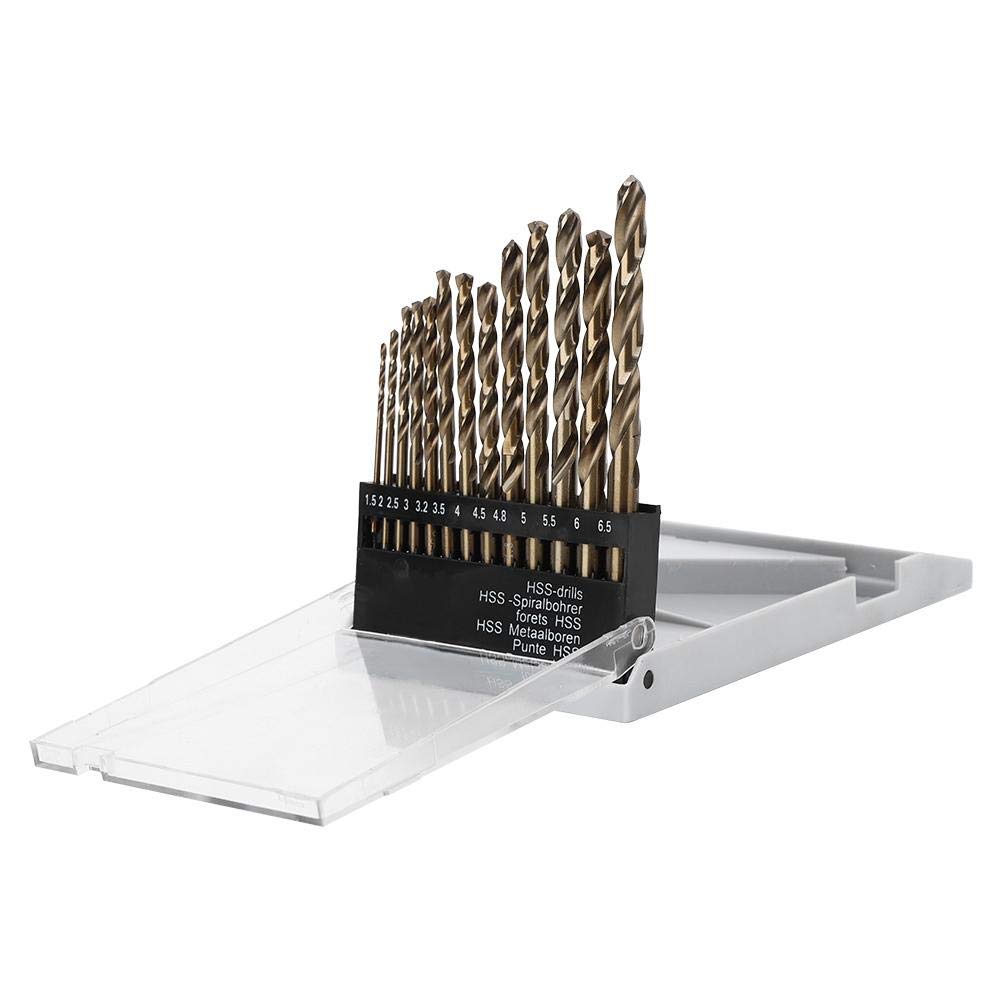 13Pcs HSS-CO Twisted Drill Bit Set with Straight Handle - High Speed Steel Cobalt Drill Bits for Home DIY, Engineering, Construction & Metal/Plastic/Wood Drilling - Perfect for General Repairs, Furniture Assembly & Workshop Projects