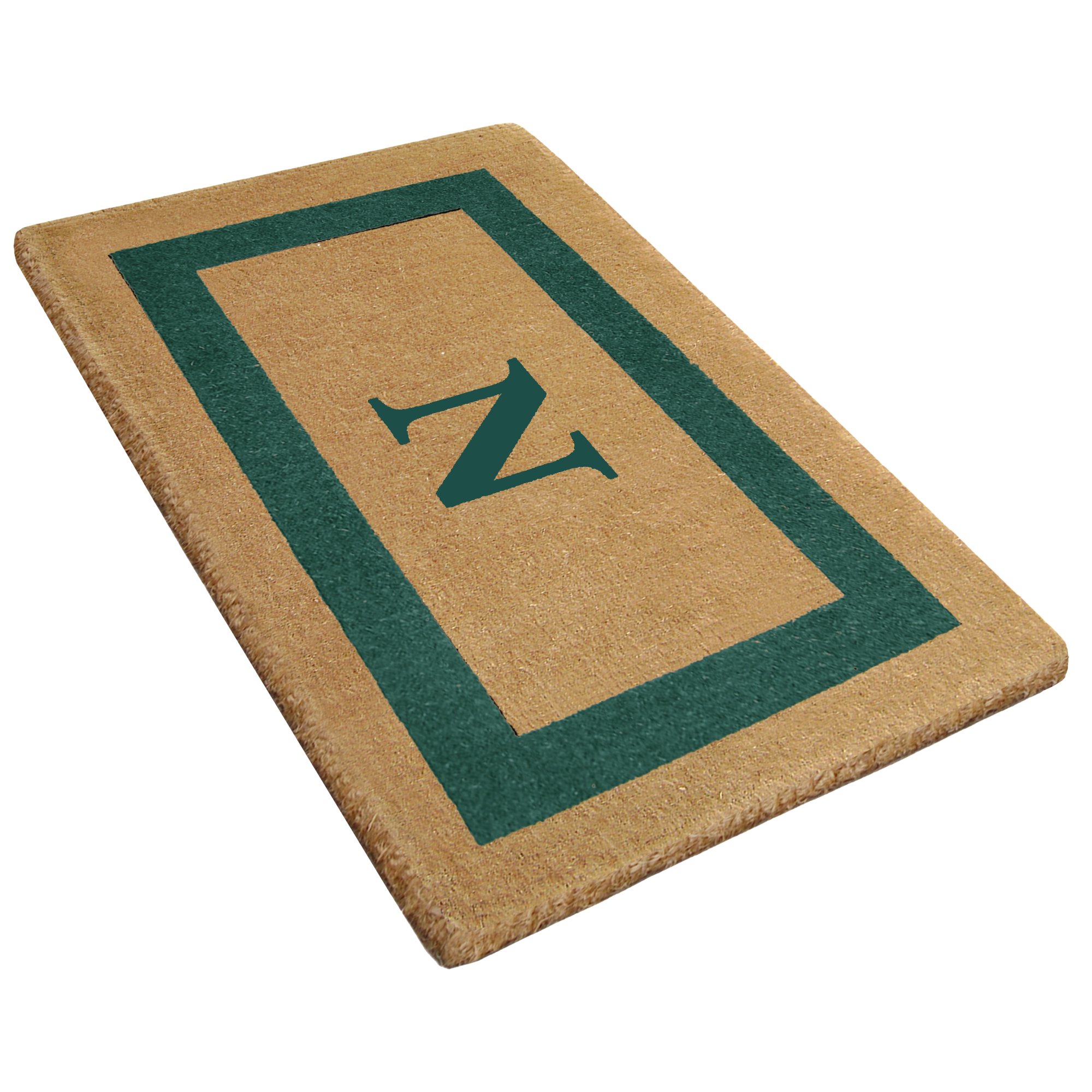 Personalized Monogram N Coir Door Mat - Heavy Duty Natural Coco Fiber Welcome Mat with Single Picture Frame Design | Durable Handcrafted Outdoor Rug | Eco-Friendly Green 30