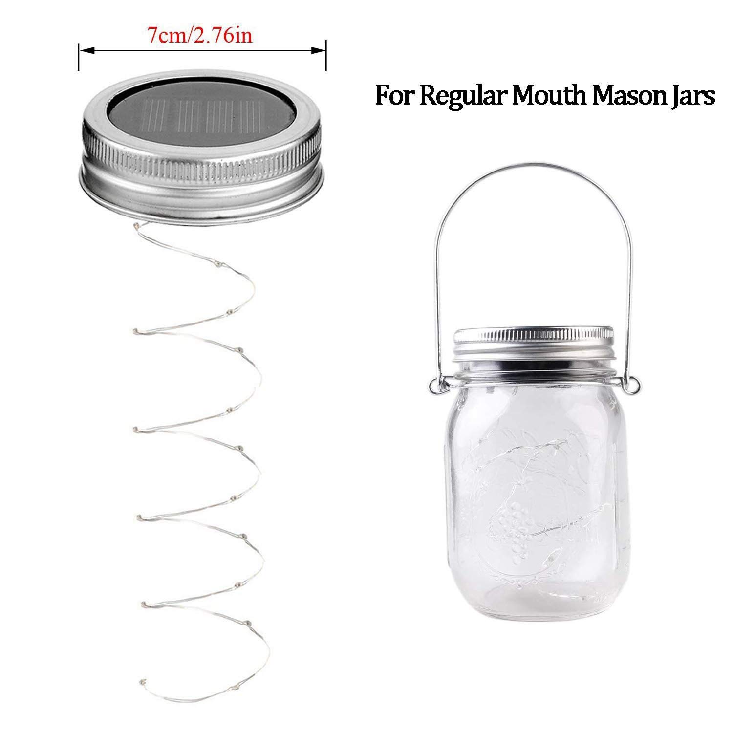 6 Pack Solar Mason Jar Lights - 20 LED Fairy String Lights with Hangers, Waterproof Firefly Lanterns for Outdoor Wedding, Garden, Patio & Christmas Decor (Cold White) | Perfect for Backyard Parties, Romantic Evenings & Holiday Lighting